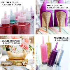 Metallic Glitter Glue Rose Gold - Washable Nontoxic Art Glue for Fun DIY Projects Scrapbooking & Party Decor 4 oz Bottle