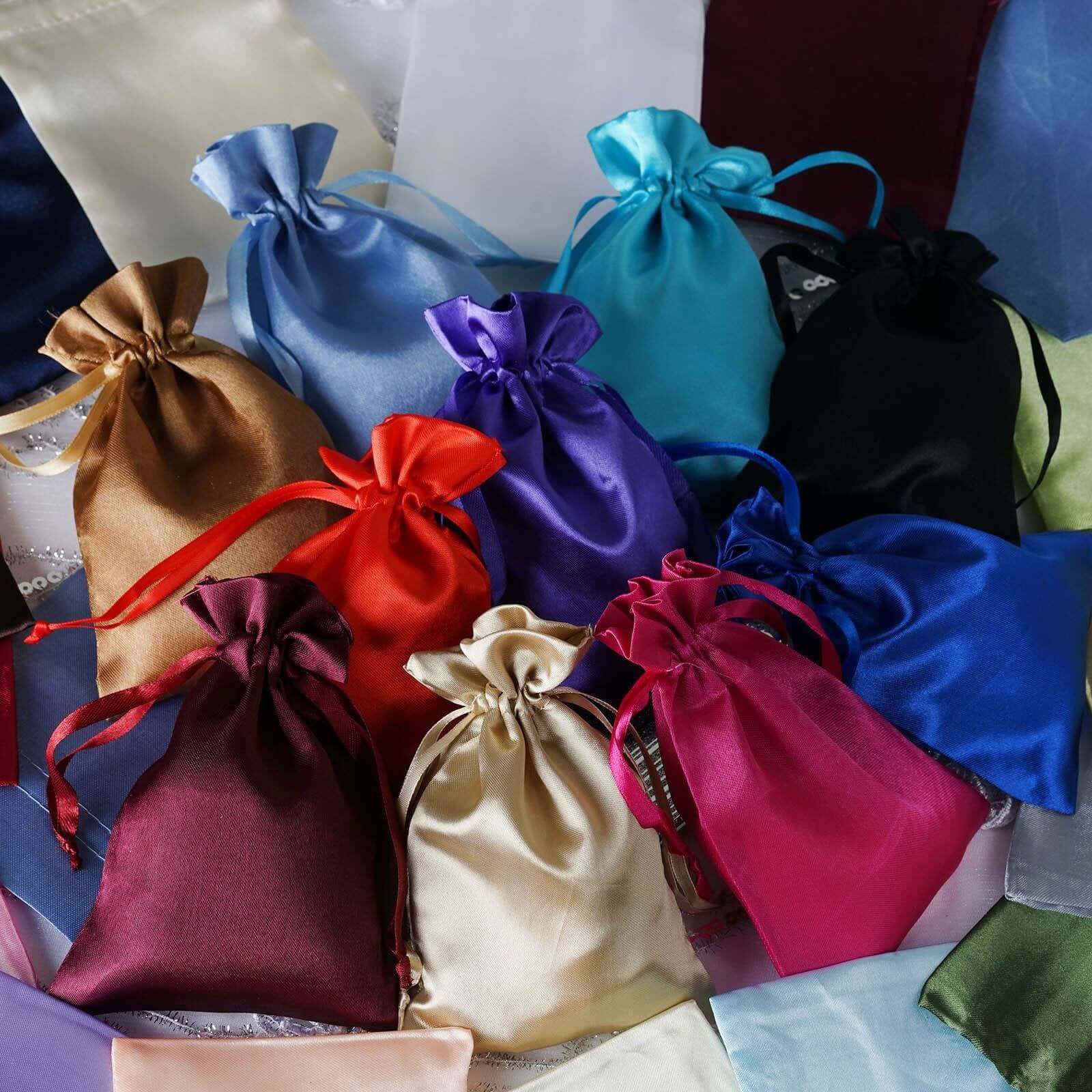 12 Pack 4"x6" Champagne Satin Drawstring Wedding Party Favor Gift Bags