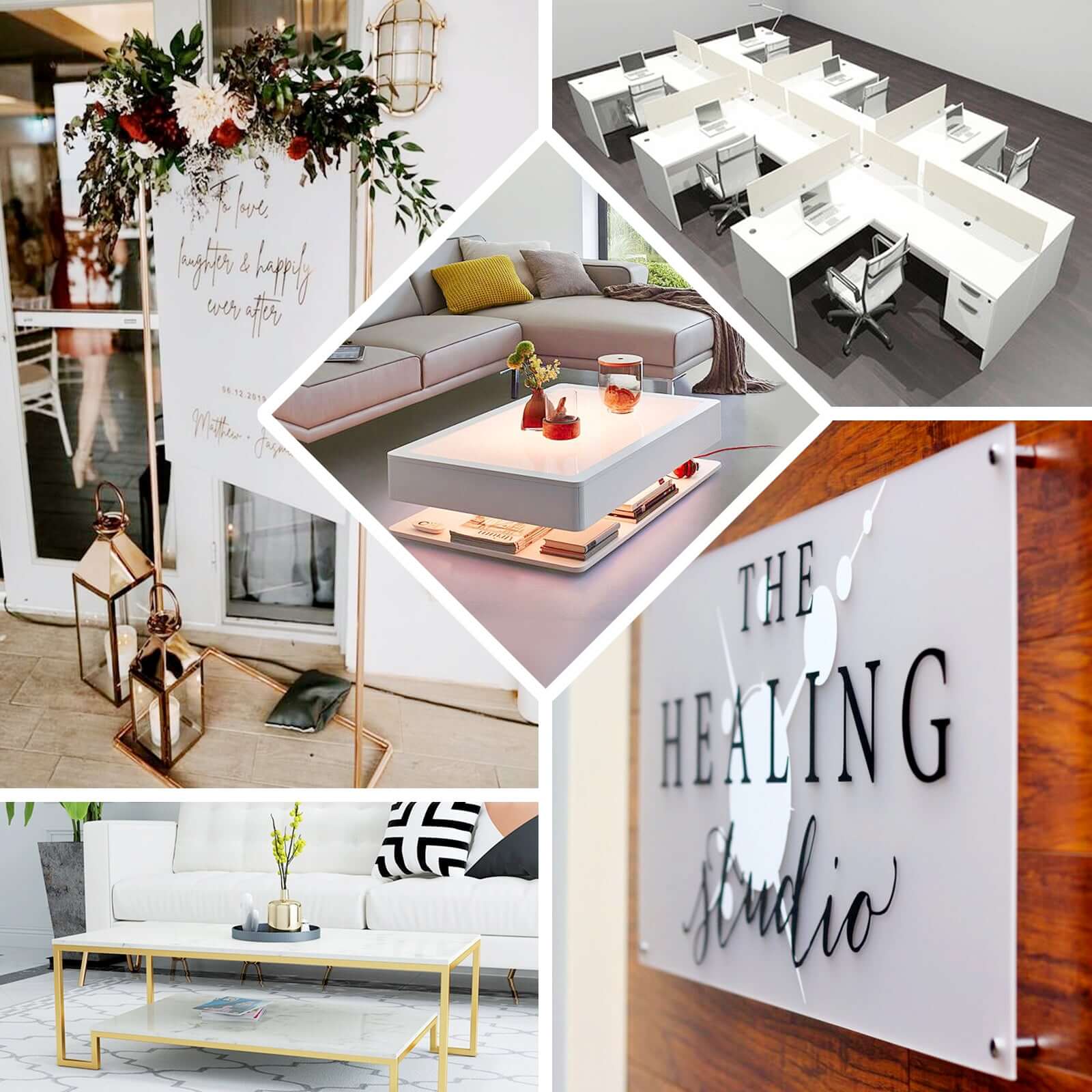 2-Pack Acrylic Plexiglass Sheets Rectangular Side Plates White - Protective Film Coating 24"x10"