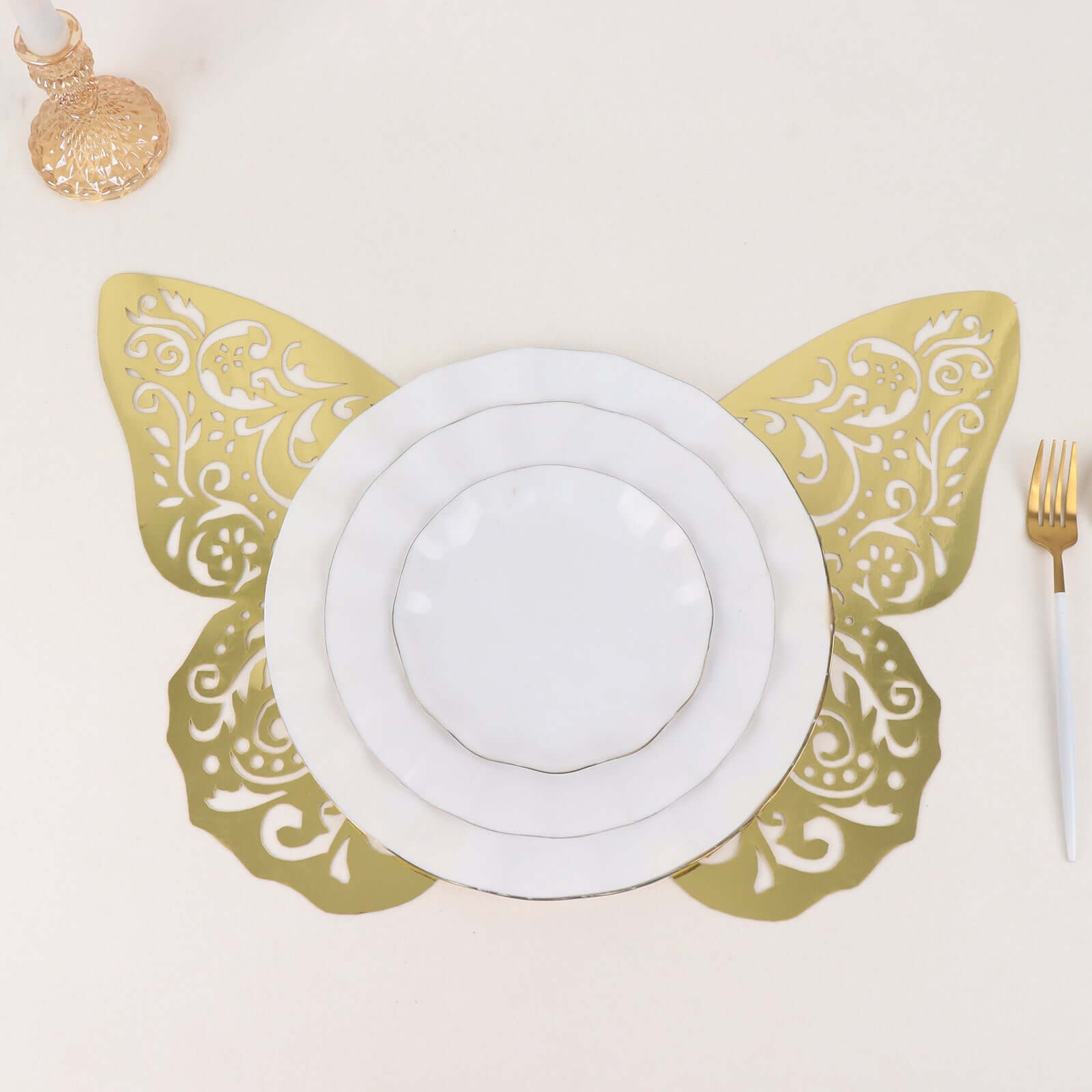 10 Pack Metallic Gold Foil Jumbo 3D Butterfly Wall Stickers, 14"x20" Disposable Paper Charger Placemats