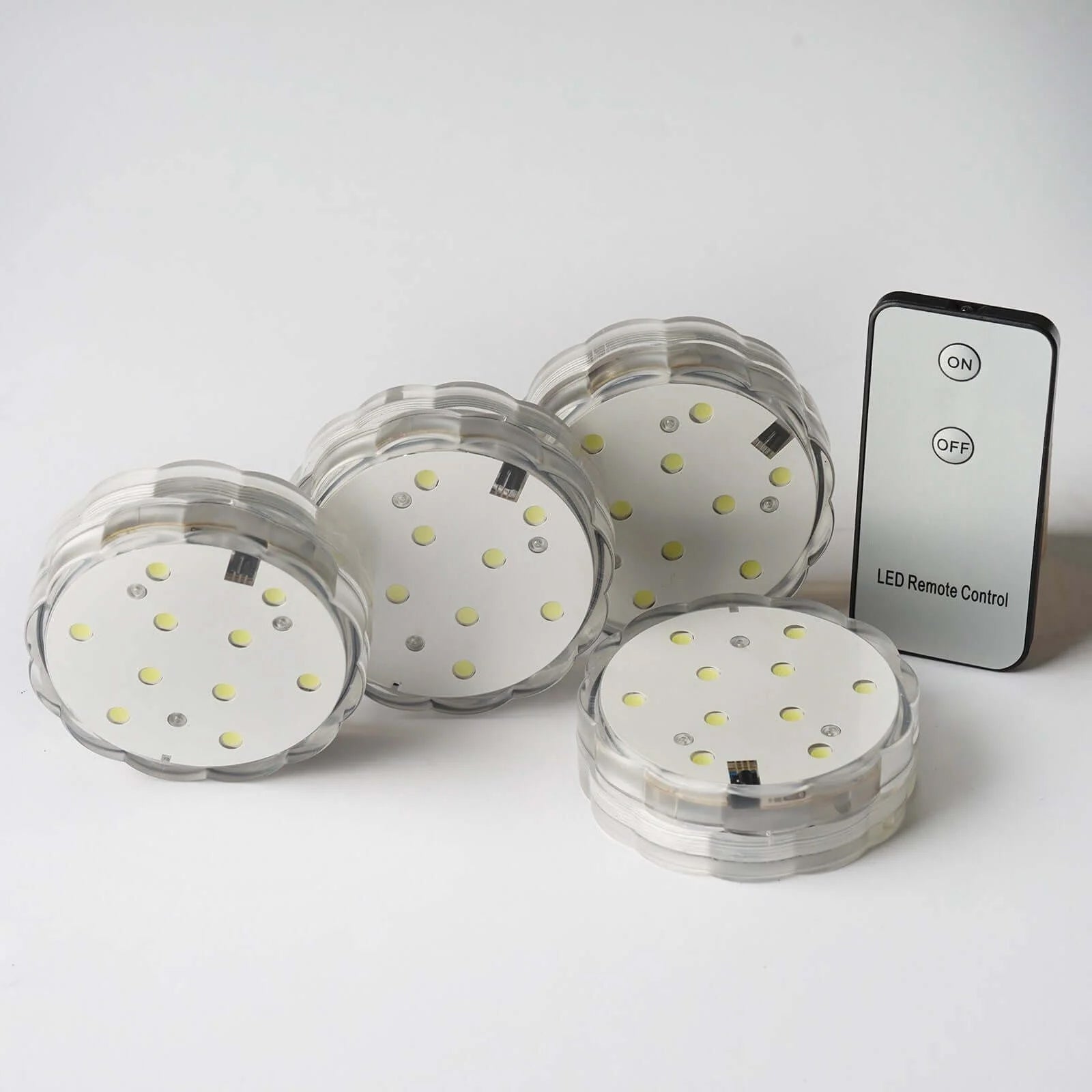 4-Pack LED Disc Lights Flower Shaped Design Warm White - Remote Operated DIY Lighting 3"