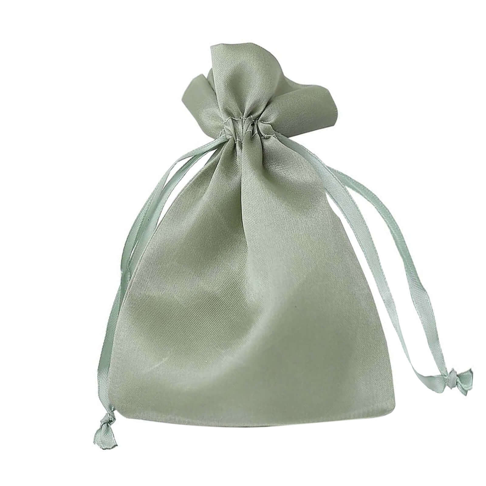 12 Pack 4"x6" Sage Green Satin Drawstring Wedding Party Favor Gift Bags