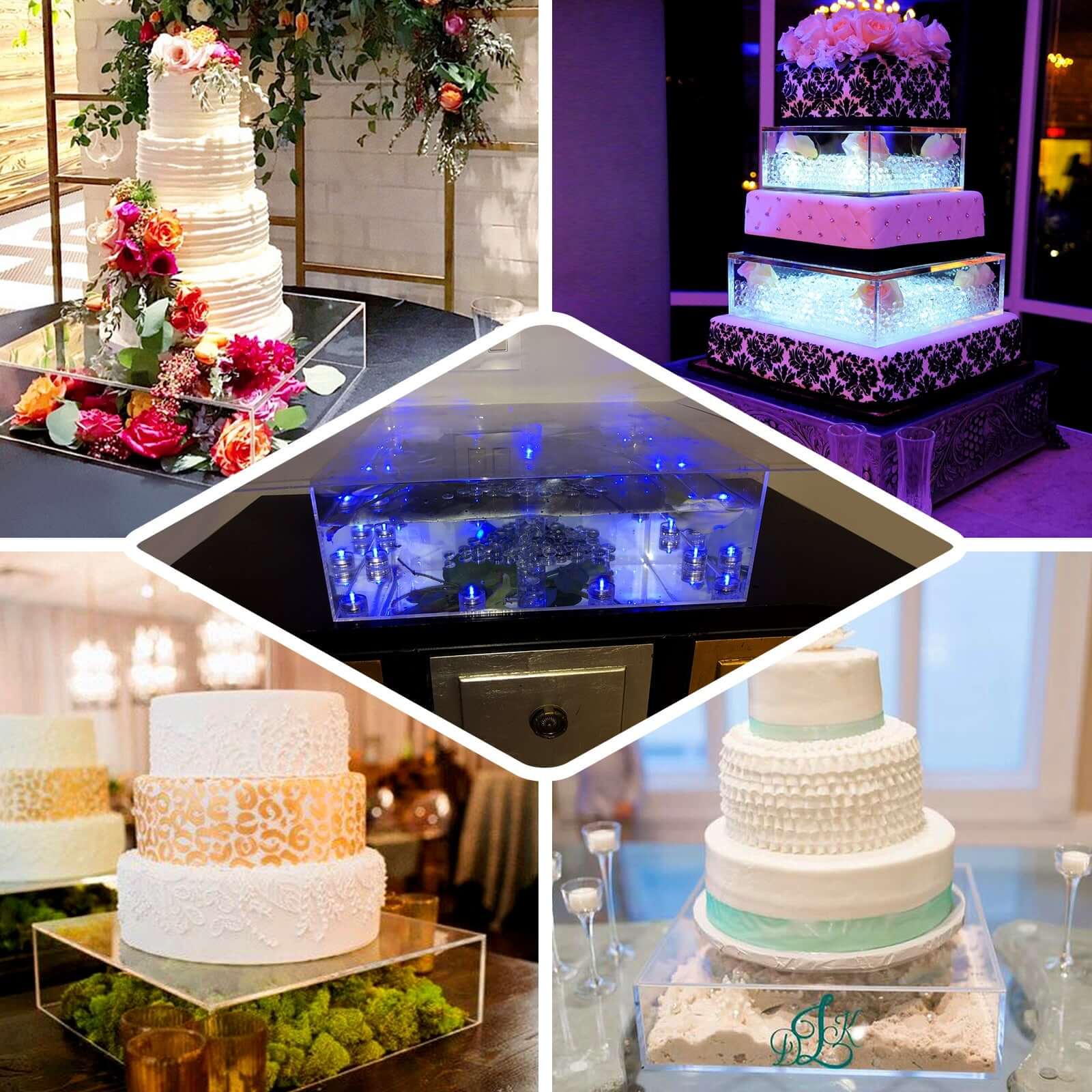 Acrylic Cake Box Stand Pedestal Riser Transparent Clear - Decorative Display for Weddings 18"x18"