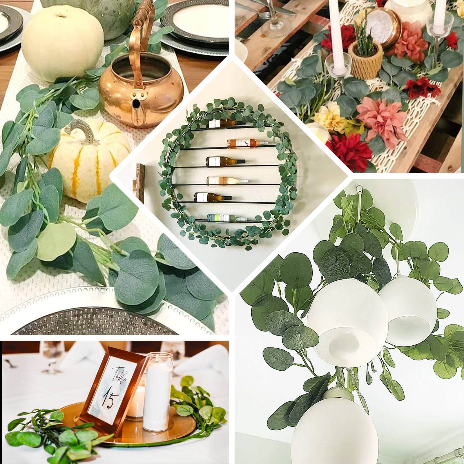 3 Pack 41" Green Real Touch Hanging Silk Silver Dollar Leaf Plant Stems, Artificial Indoor Eucalyptus Sprays