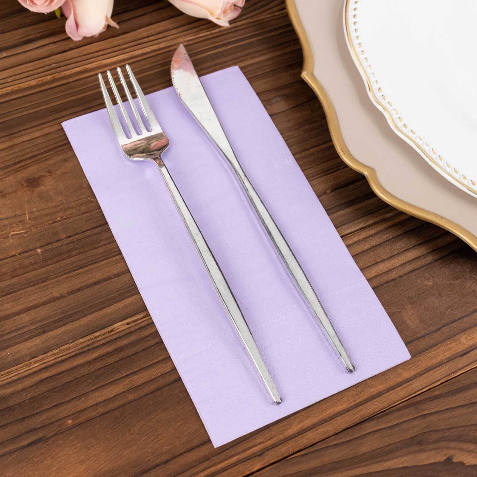 50-Pack Paper Napkins Lavender Lilac - Soft Disposable 2-Ply Dinner Napkins for Weddings