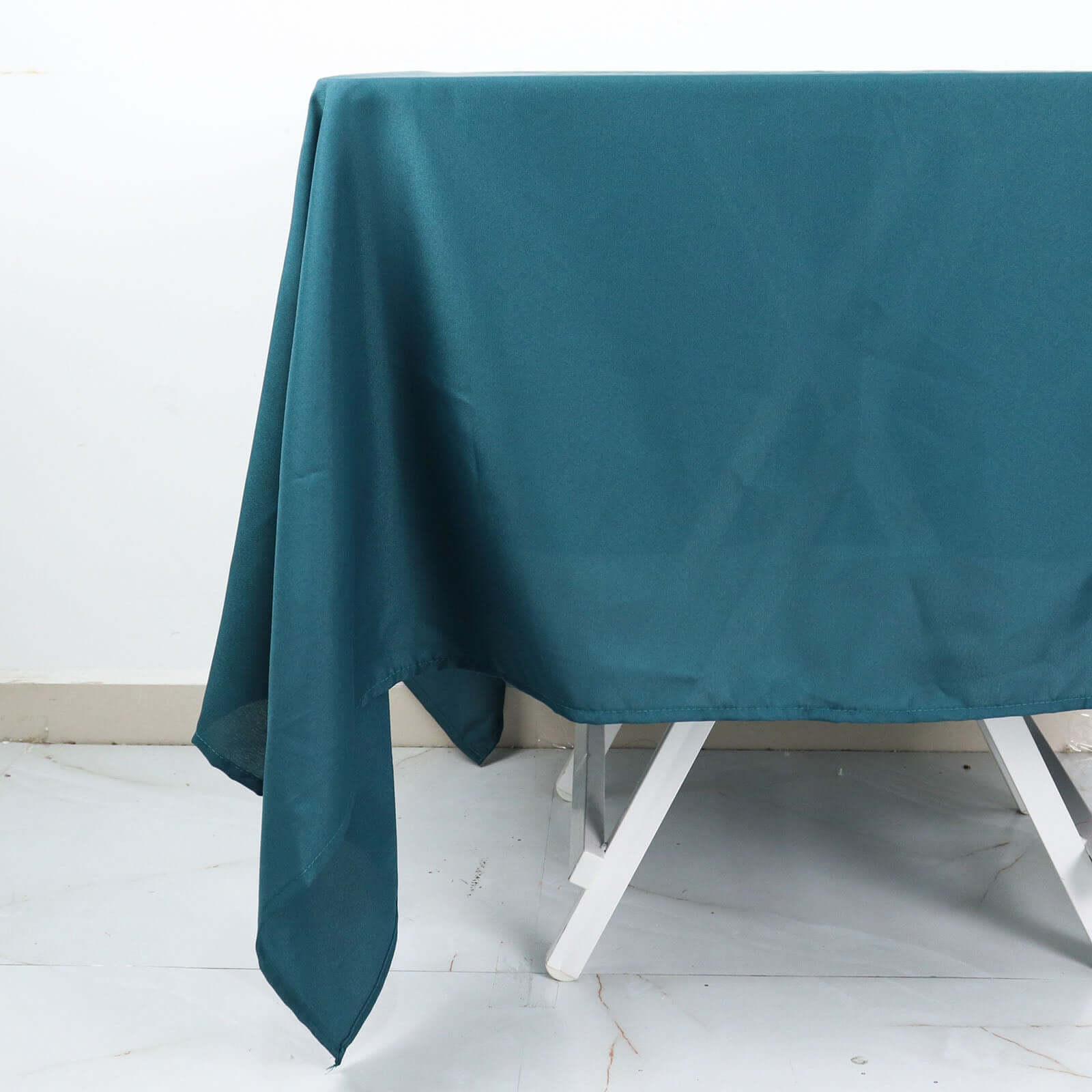 Polyester Square 70"x70" Tablecloth Peacock Teal - Wrinkle-Resistant & Durable Table Cover
