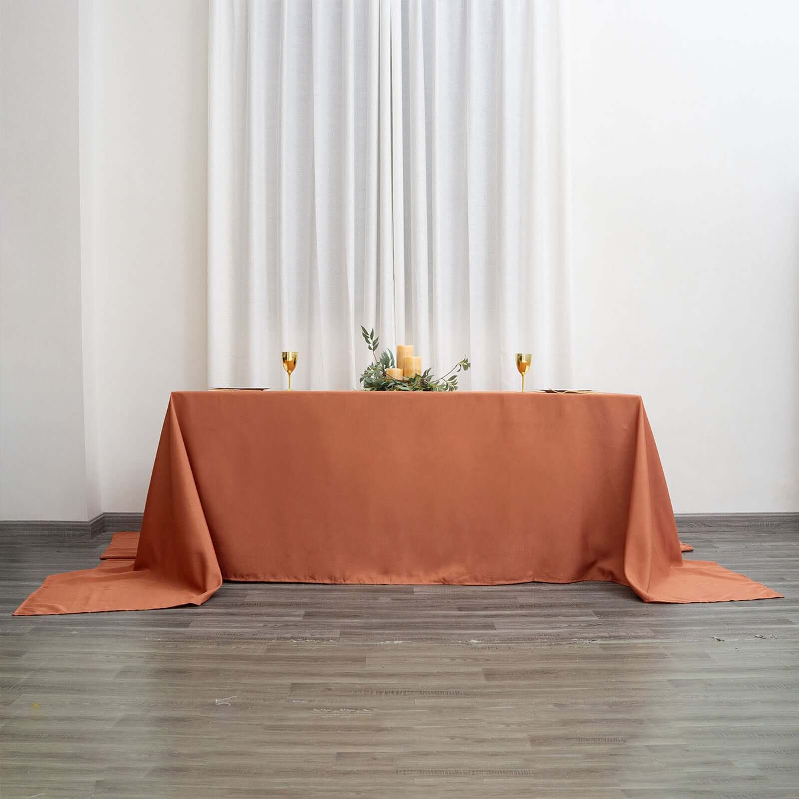 Polyester 90"x156" Rectangle Tablecloth Terracotta (Rust)- Seamless Wrinkle-Resistant Table Cover