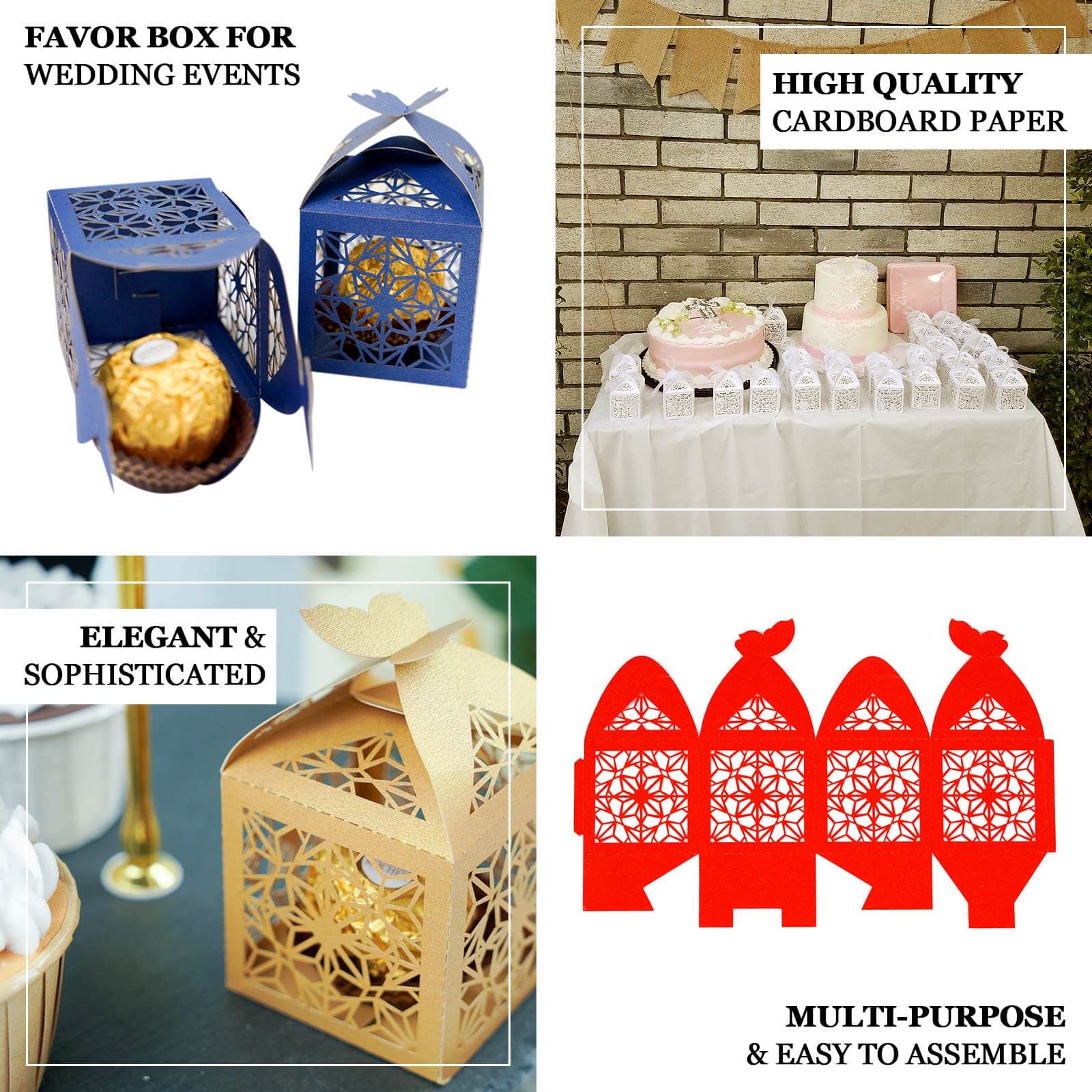 25 Pack Silver Butterfly Top Laser Cut Lace Favor Candy Gift Boxes