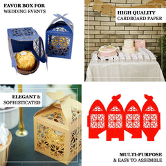 25 Pack Silver Butterfly Top Laser Cut Lace Favor Candy Gift Boxes