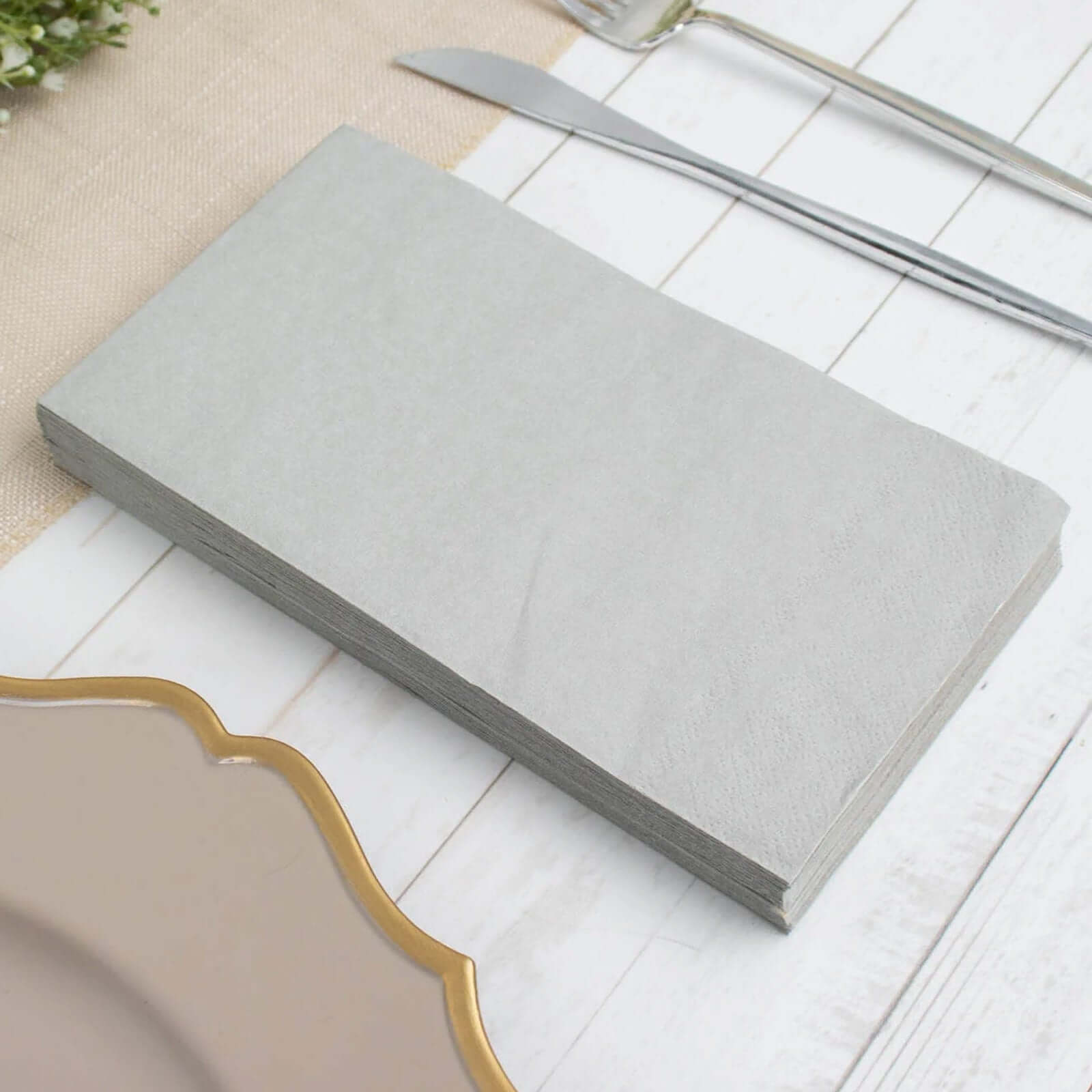 50-Pack Paper Napkins Silver - Soft Disposable 2-Ply Dinner Napkins for Weddings