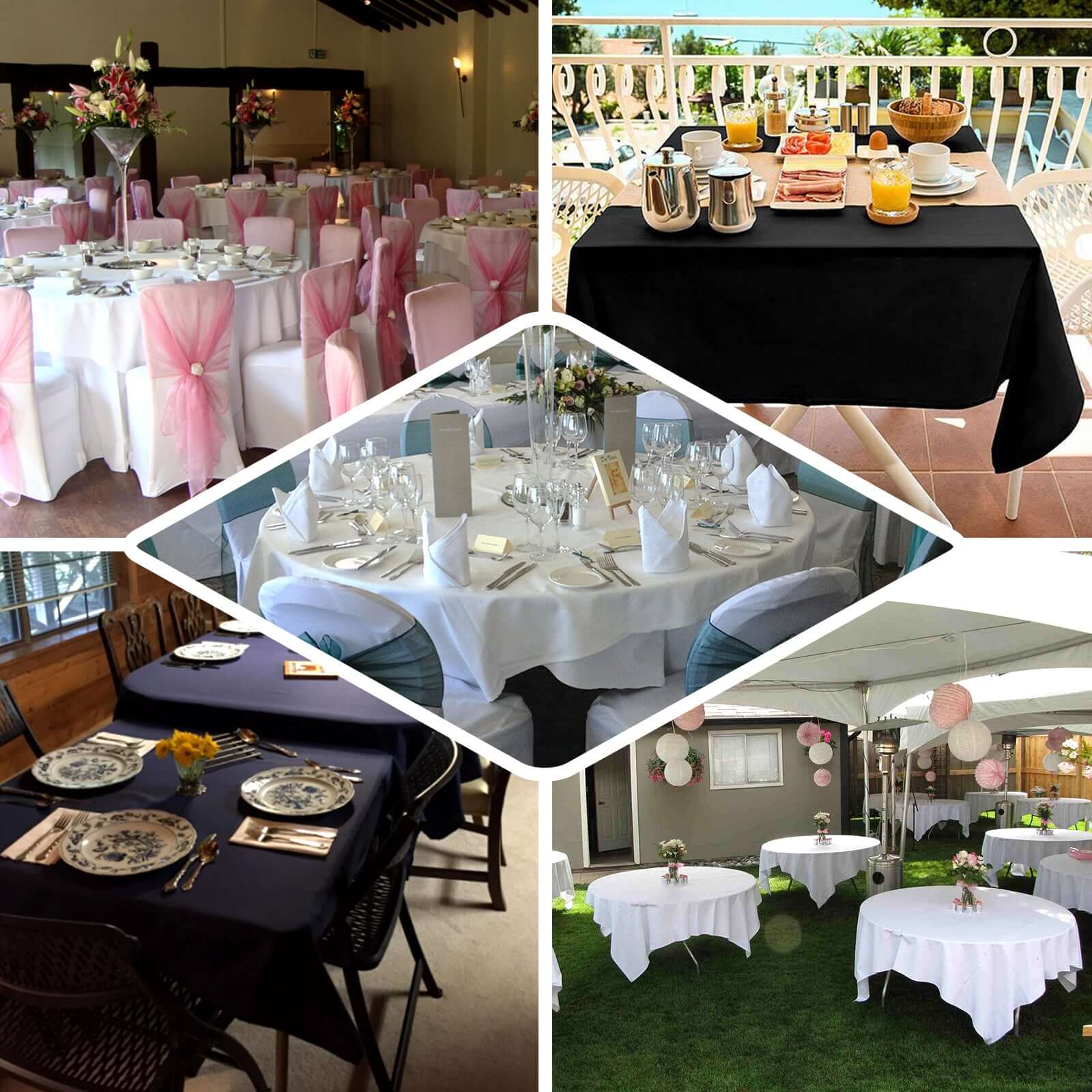 Polyester 90"x90" Table Overlay Square Tablecloth White - Wrinkle-Resistant & Durable Table Cover for Events