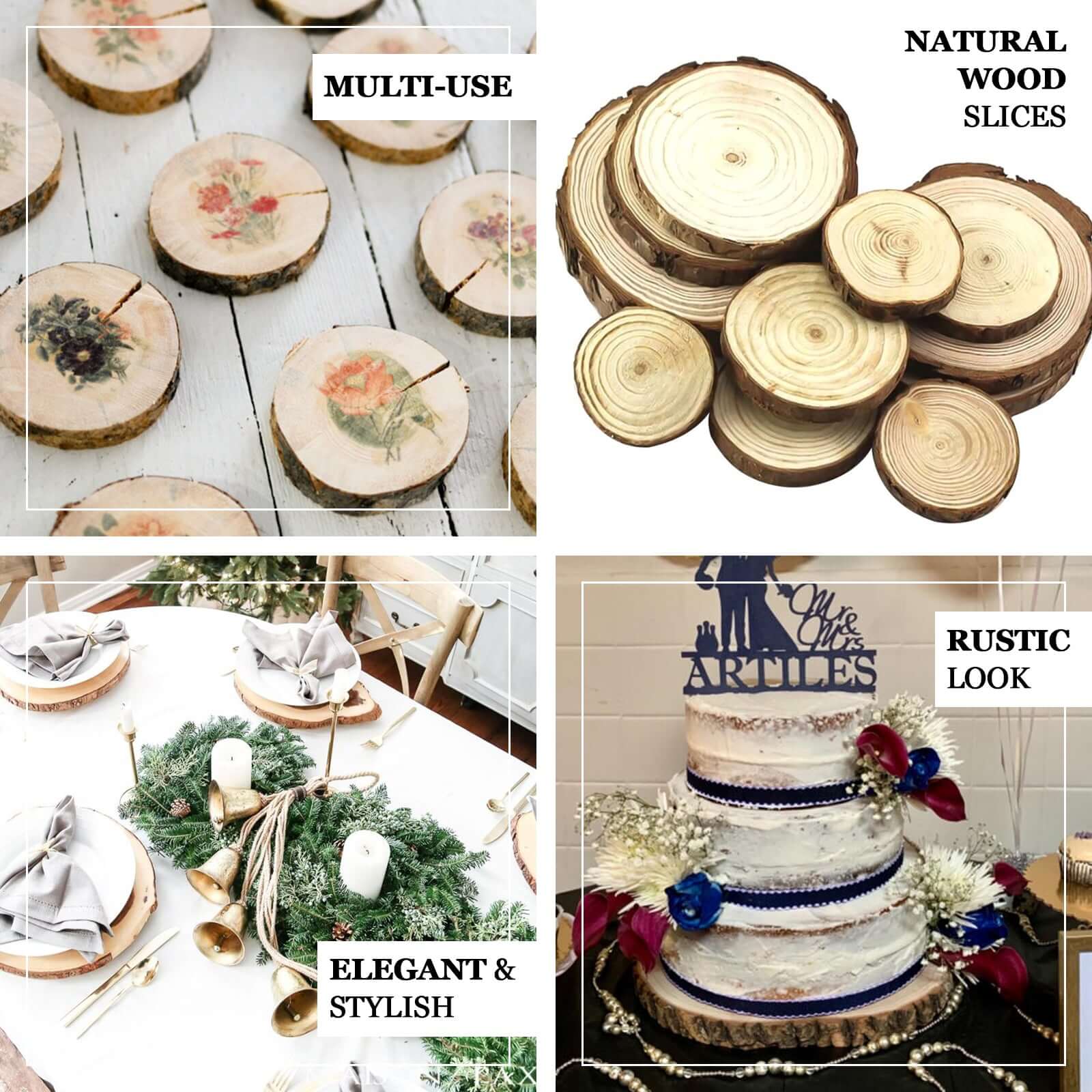 Rustic Poplar Wood Slices Round - Perfect Table Centerpieces for Weddings 12" Dia