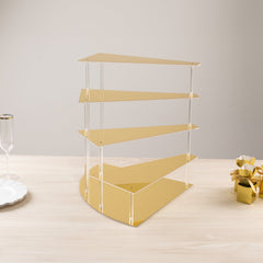4-Tier Acrylic Cupcake Display Stand Gold Spiral Stairway Design - Stylish Reusable Multi Level Serving Tray Organizer Shelf Riser for Dessert Perfume Retail Jewelry & Collectibles 17"