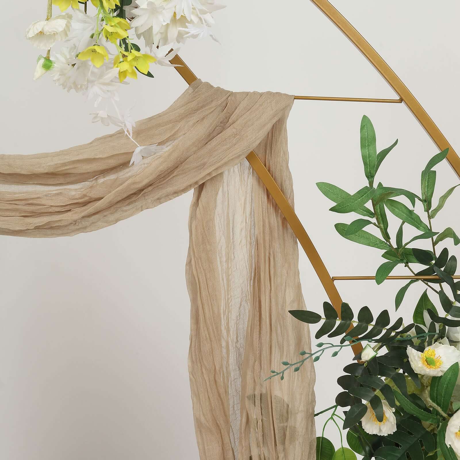 20ft Beige Gauze Cheesecloth Fabric Wedding Arch Drapery, Window Scarf Valance, Boho Decor Arbor Curtain Panel