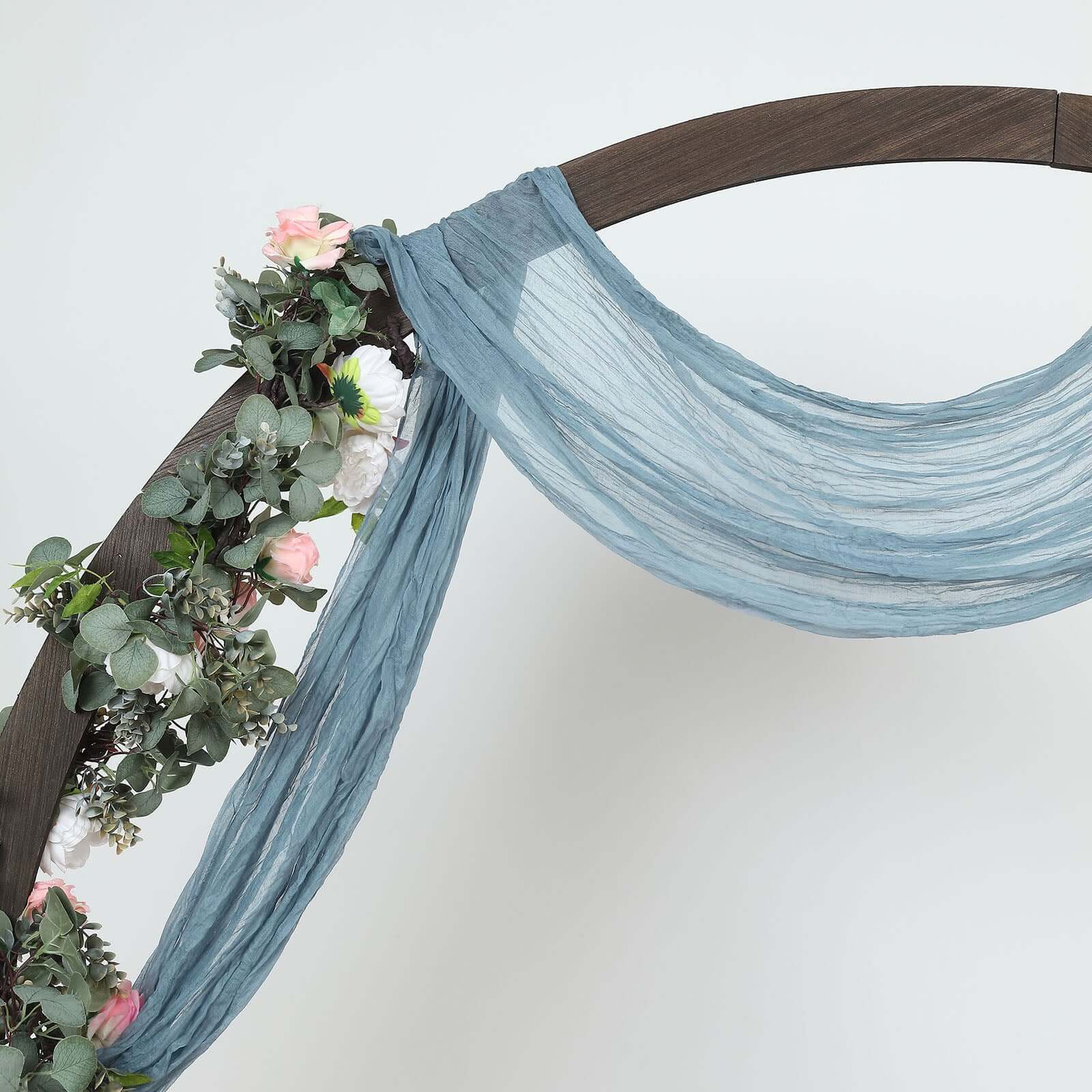 20ft Dusty Blue Gauze Cheesecloth Fabric Wedding Arch Drapery, Window Scarf Valance, Boho Decor Arbor Curtain Panel