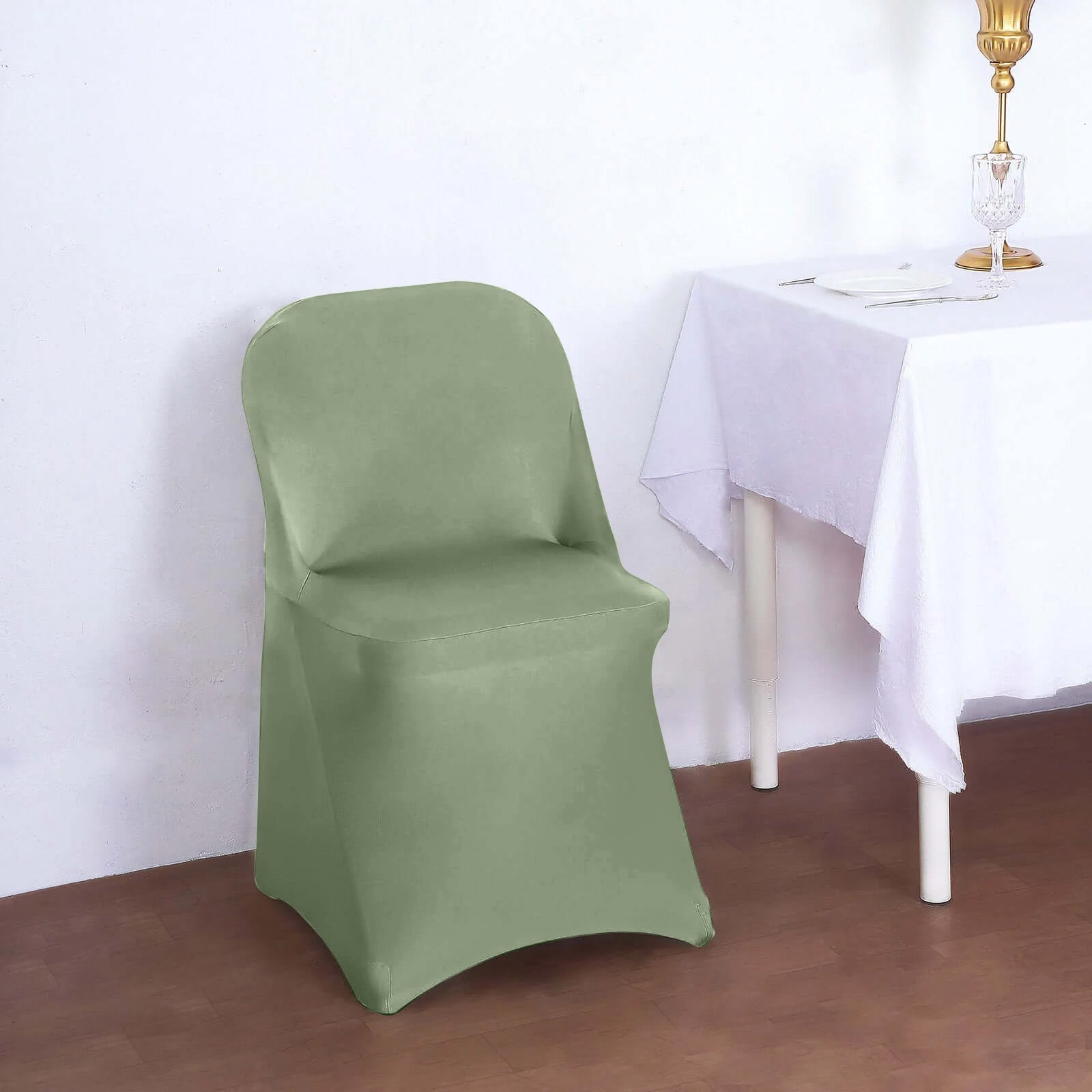 Stretch Spandex Chair Cover Dusty Sage Green for Folding Chairs - Reusable & Wrinkle-Resistant 160GSM Fitted Slipcover