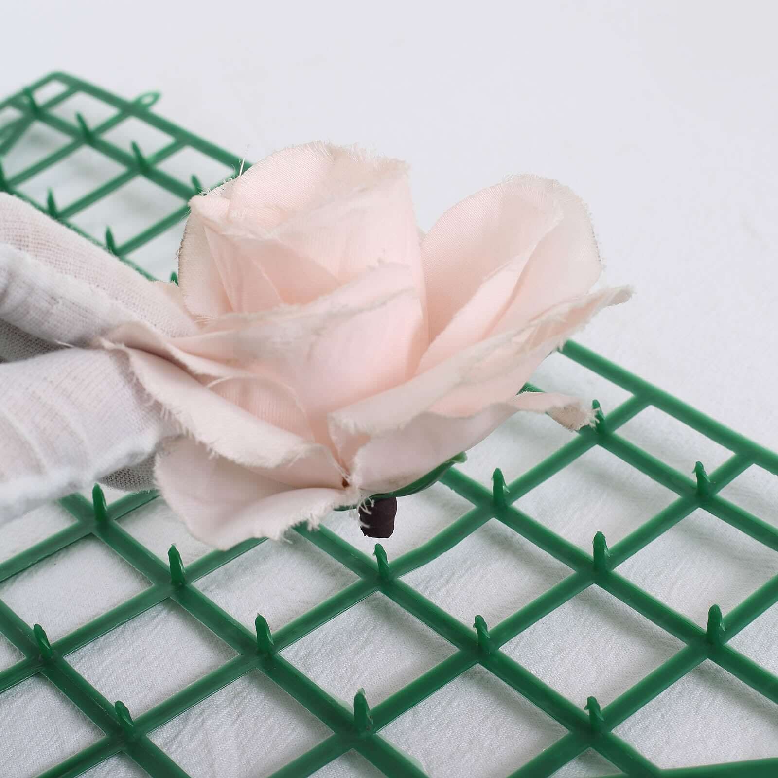 10 Pack 24"x16" Dark Green Artificial Flower Wall Grid Panel Frames, DIY Plastic Mesh Plant Wall Backdrop Fences