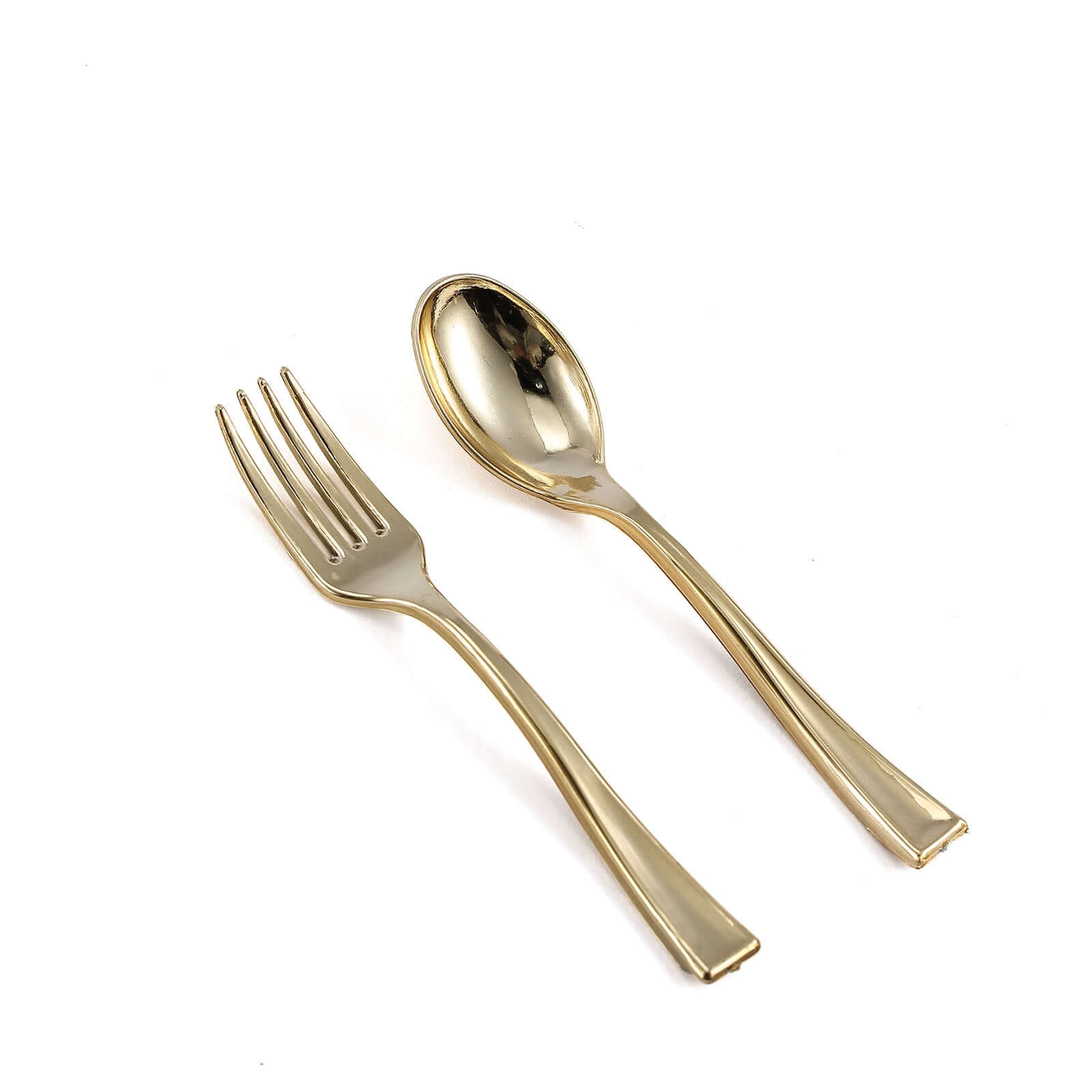 24-Pack Plastic Mini Dessert Spoons Gold - Heavy Duty Disposable Silverware 4"