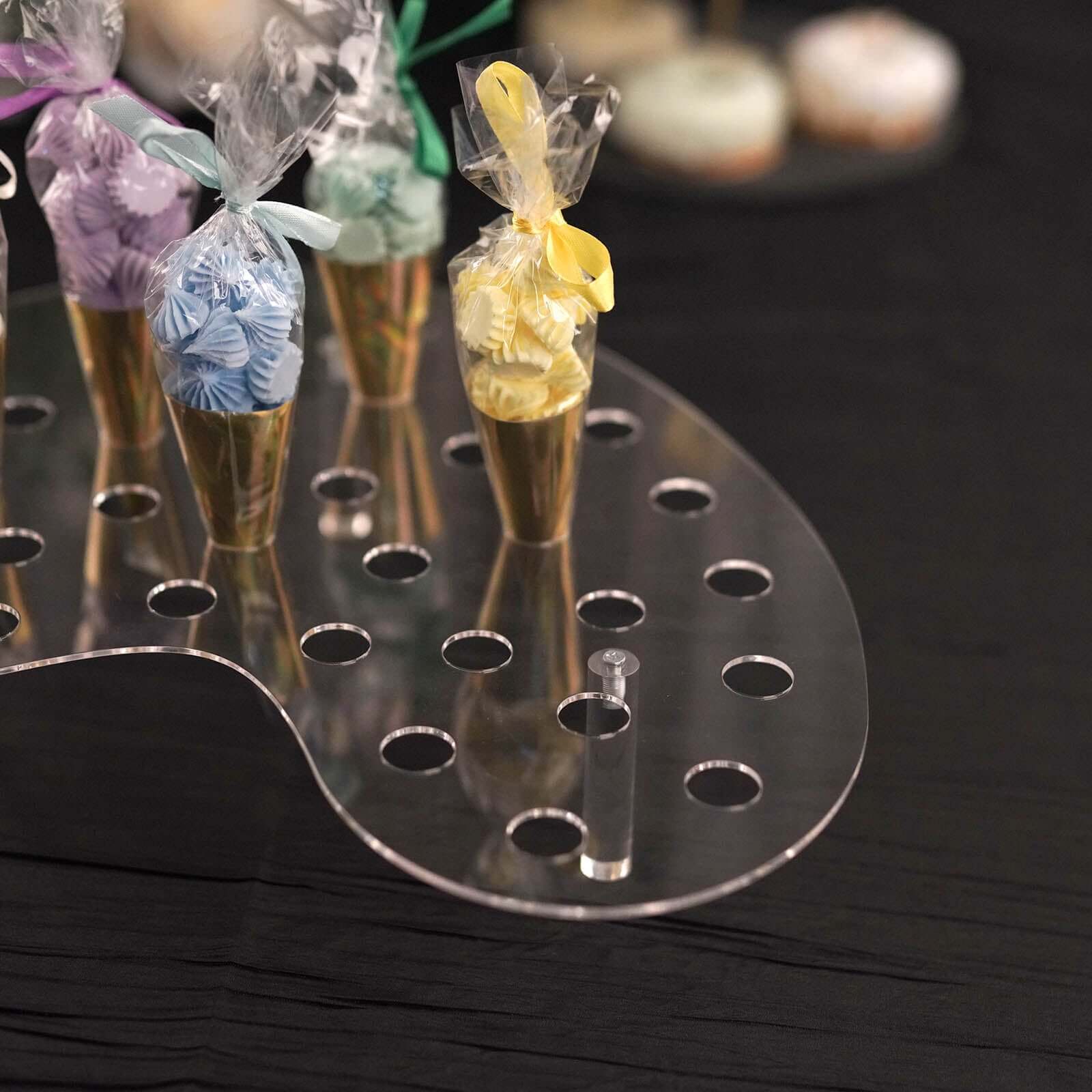 35-Slot Acrylic Ice Cream Cone Display Stand Mini Snow Cone Holder Tray Clear - Durable Party Serving Stand 16"