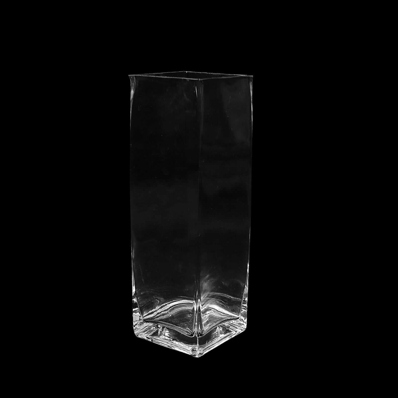 12-Pack Glass Cylinder Vases Square Clear - Durable Heavy Duty Floral Centerpieces for Weddings 10"