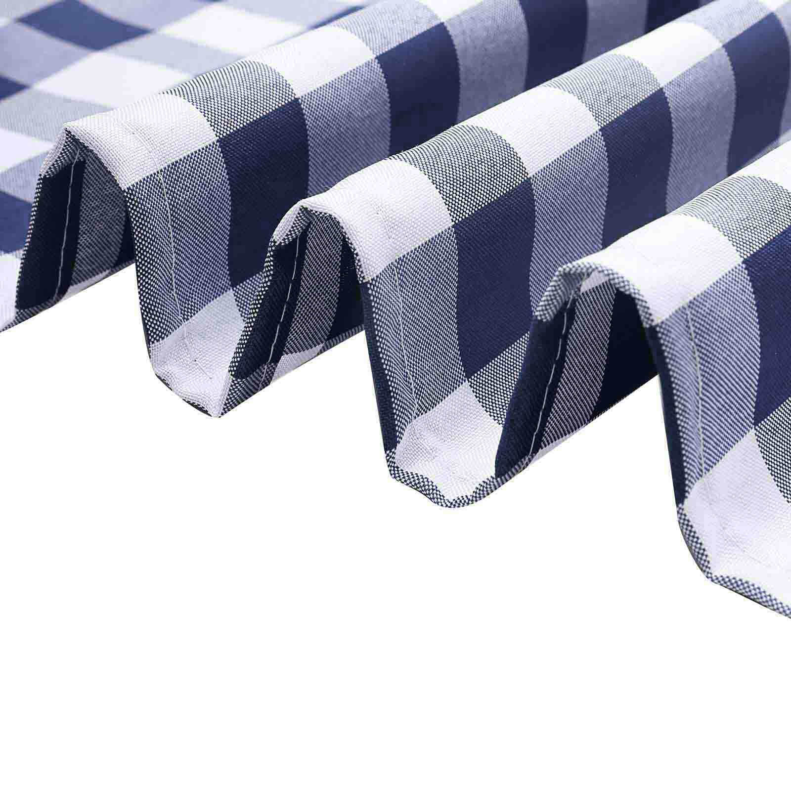 5 Pack Polyester Chair Sashes Navy Blue/White Buffalo Plaid - Durable & Reusable Chair Bows 6"x108"