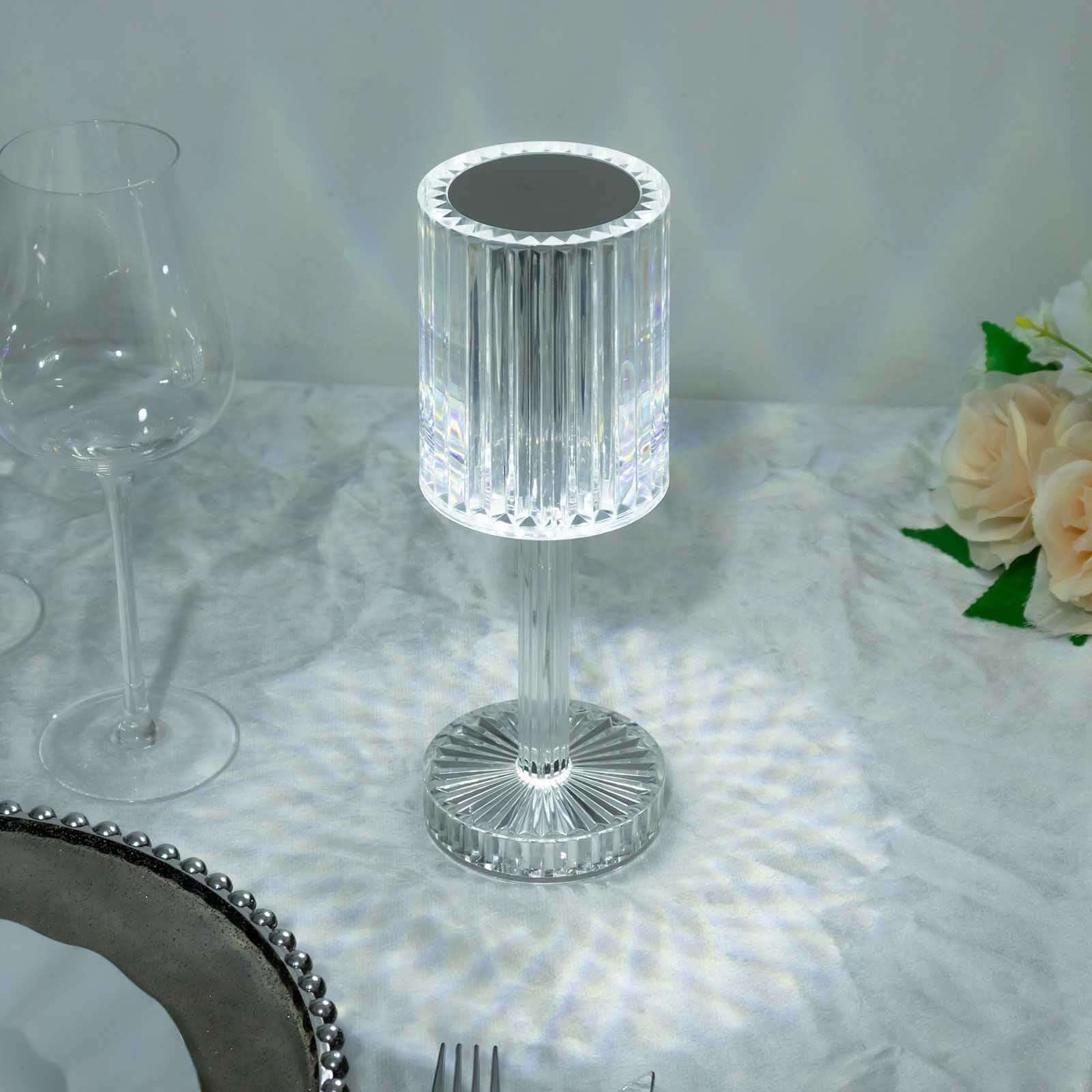 LED Acrylic Table Lamp Cylinder Design Color Changing - Rechargeable Cordless RGB Touch Control Light 10"