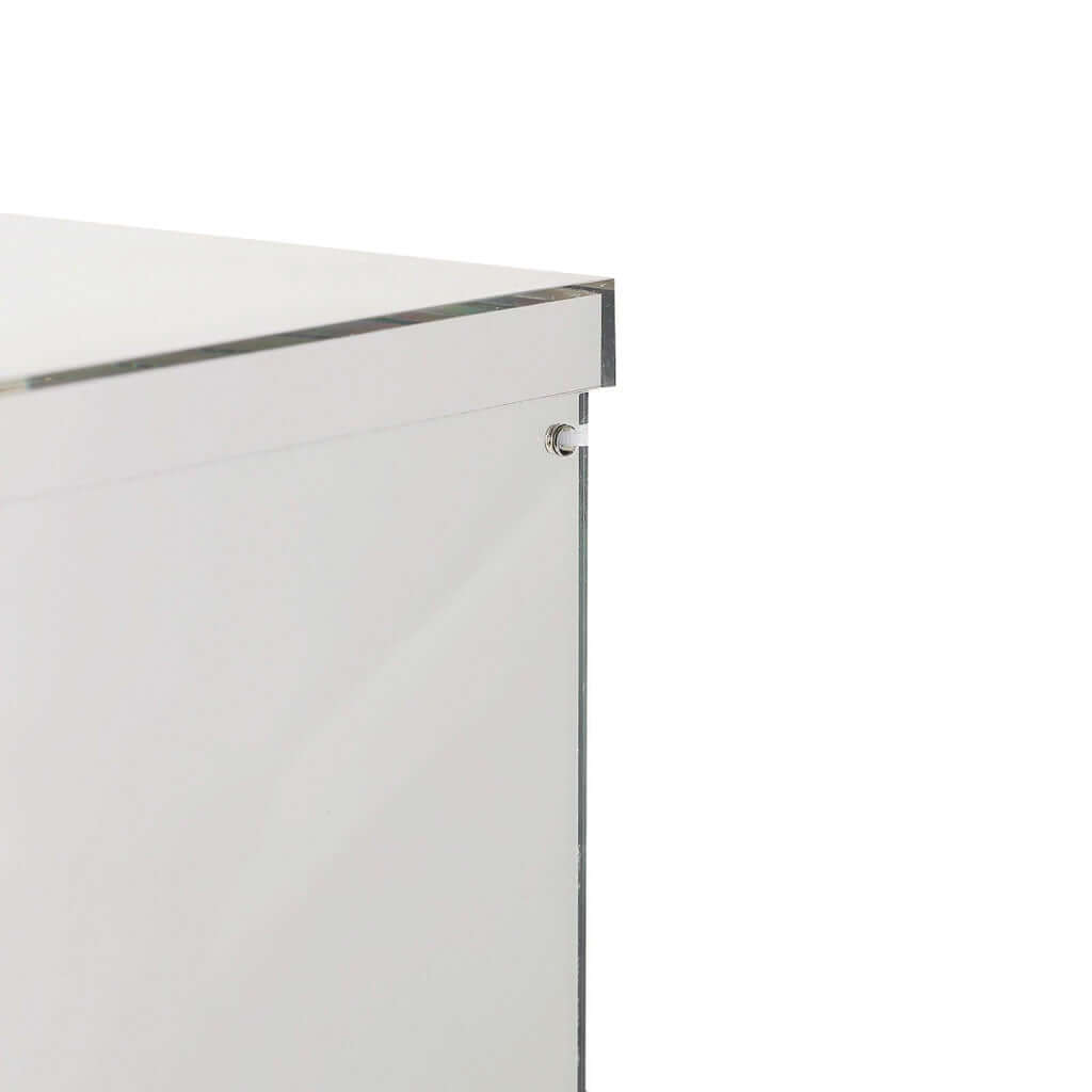 24" Silver Mirror Finish Acrylic Display Box, Pedestal Riser with Interchangeable Lid and Base