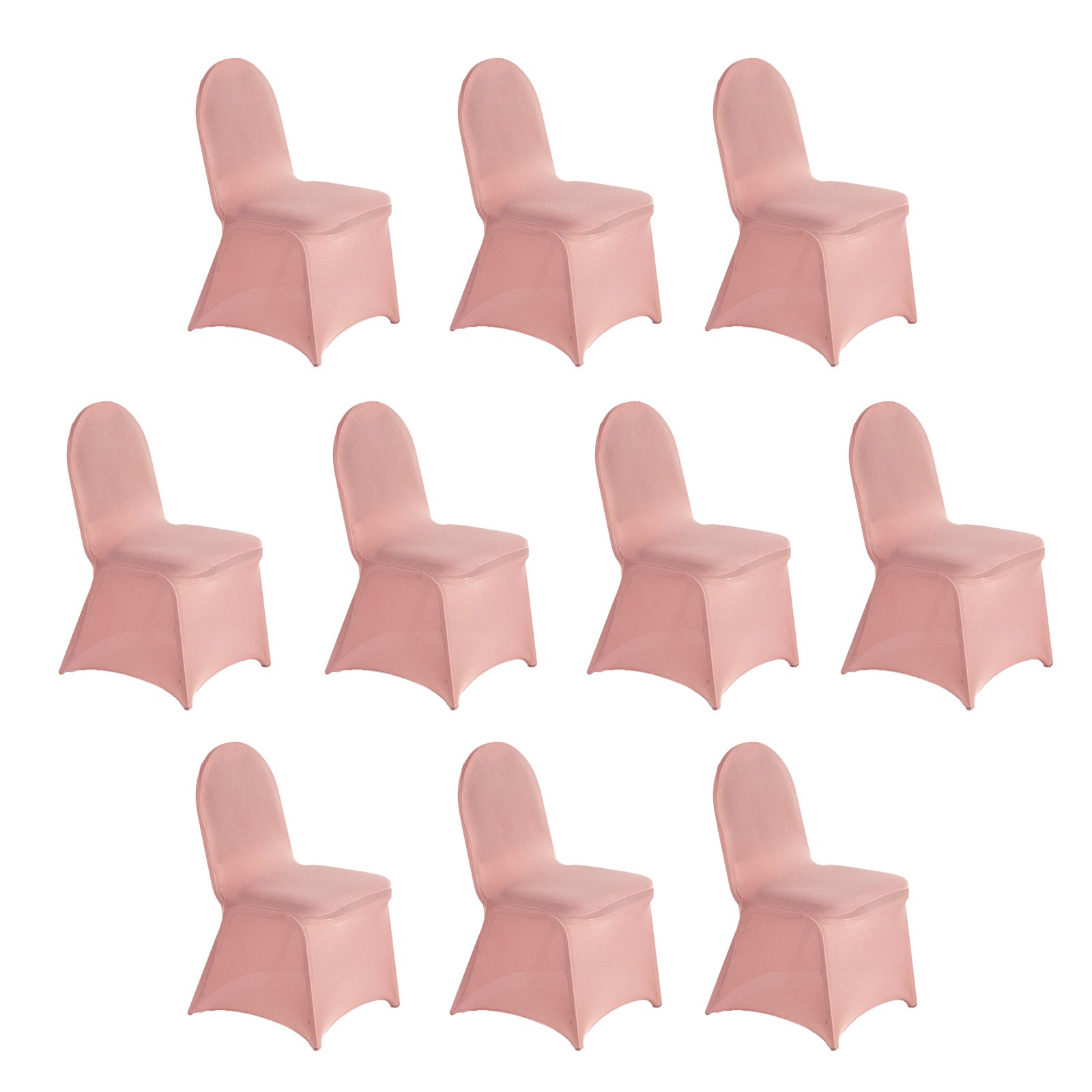 10 Pack Spandex Chair Covers for Banquet Chairs Dusty Rose - Durable Reusable Stretch Slip-On Covers