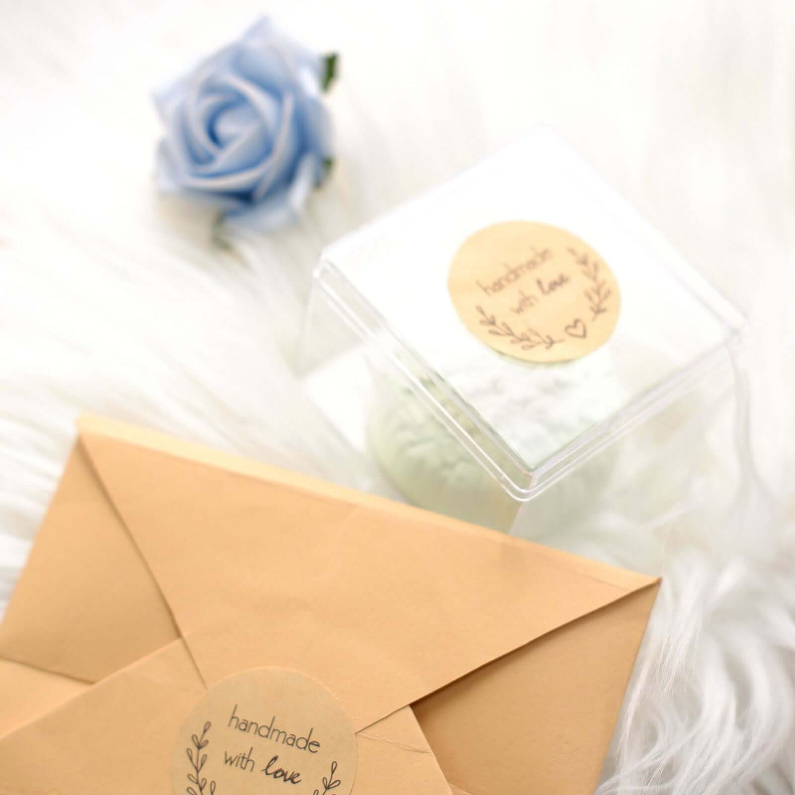 500Pcs 1.5” Handmade with Love Olive Branch Stickers Roll, Cookie and Bakery Box Labels - Round