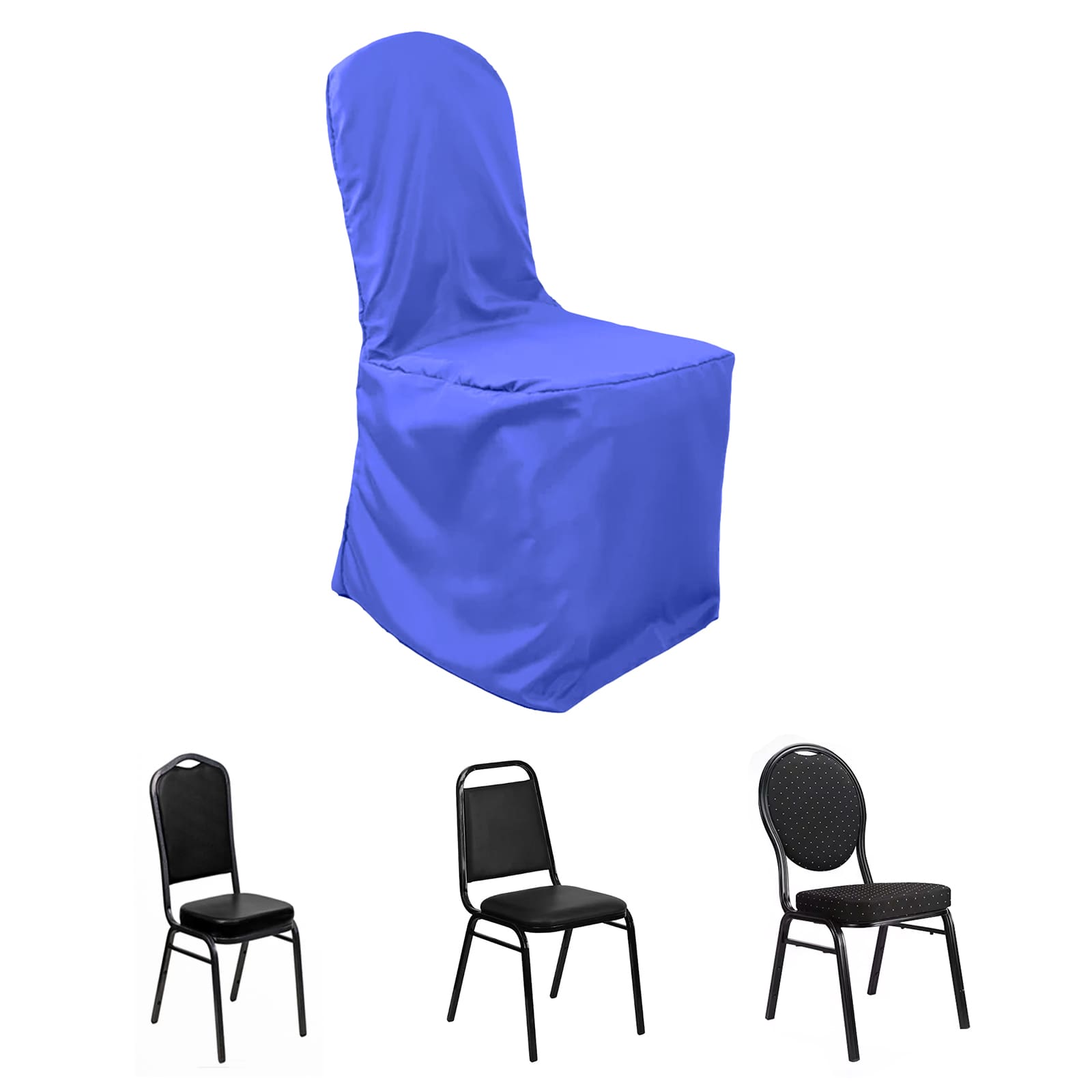 Polyester Slip On Banquet Chair Covers Royal Blue - Stain-Resistant Reusable Durable Fabric
