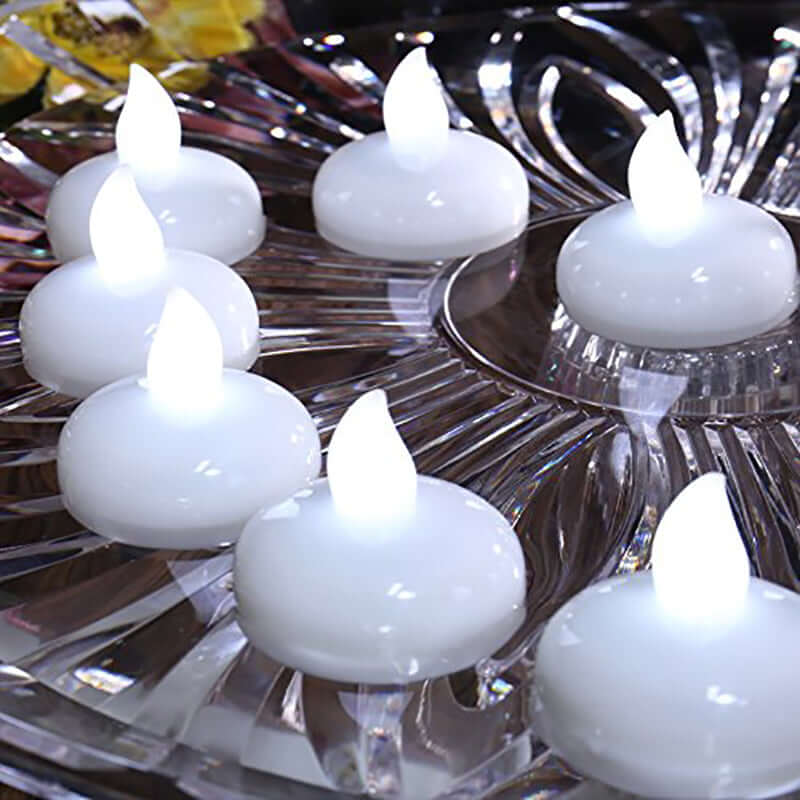 12-Pack Tealight Candles Flameless Design Cool White - Waterproof Floating LED Lighting