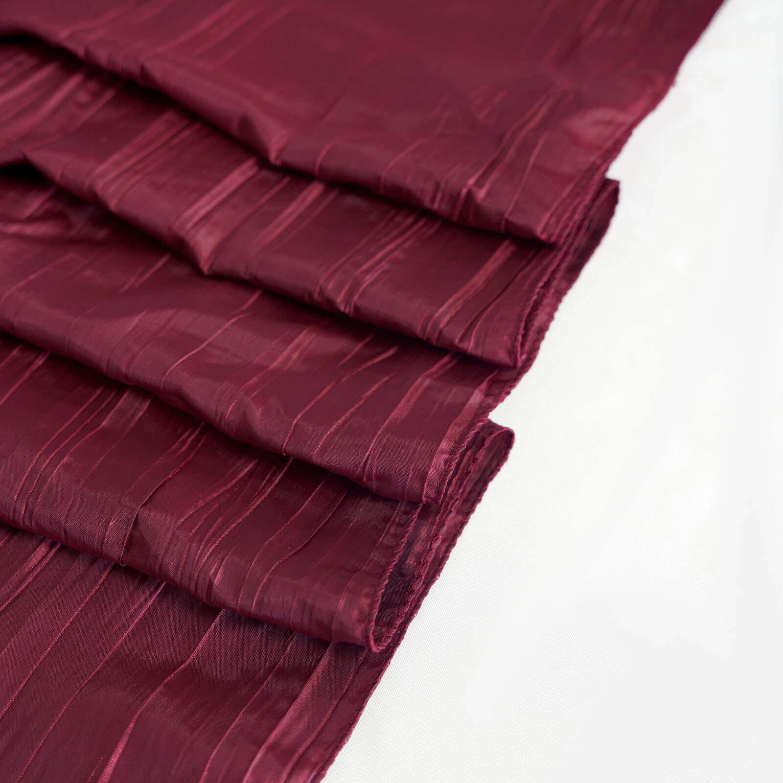 Taffeta 90"x156" Rectangle Tablecloth Burgundy - Accordion Crinkle Seamless Table Cover