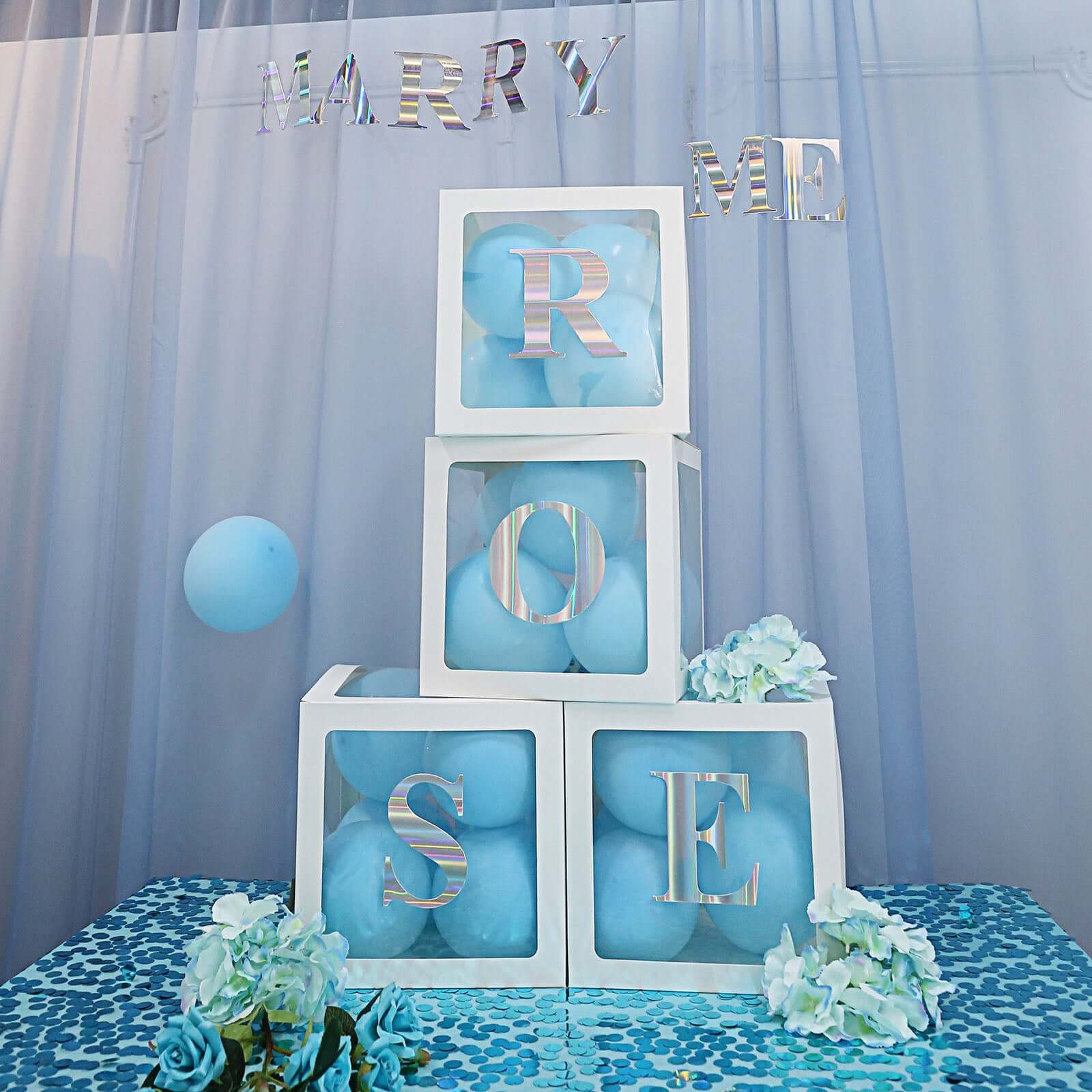 2 Pack 12" White Clear Baby Shower Party Decoration Boxes, Transparent DIY Balloon Boxes