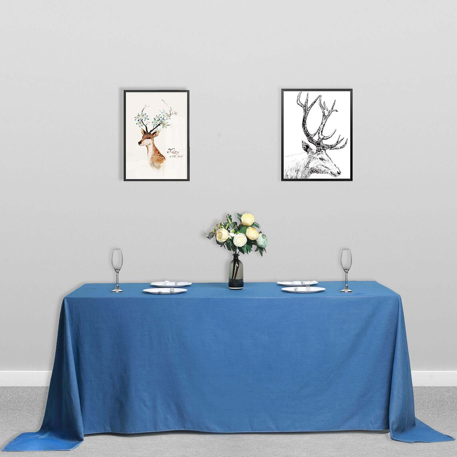 Polyester 90"x132" Rectangle Tablecloth Dark Blue - Seamless Faux Denim Design for Classy Celebrations