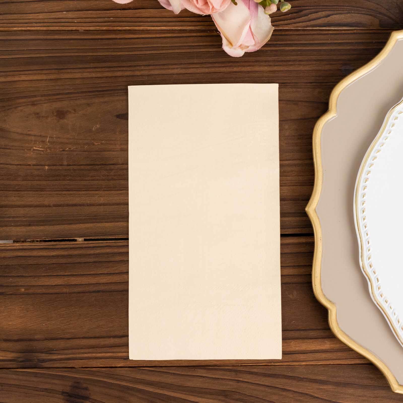 50-Pack Paper Napkins Beige - Soft Disposable 2-Ply Dinner Napkins for Weddings