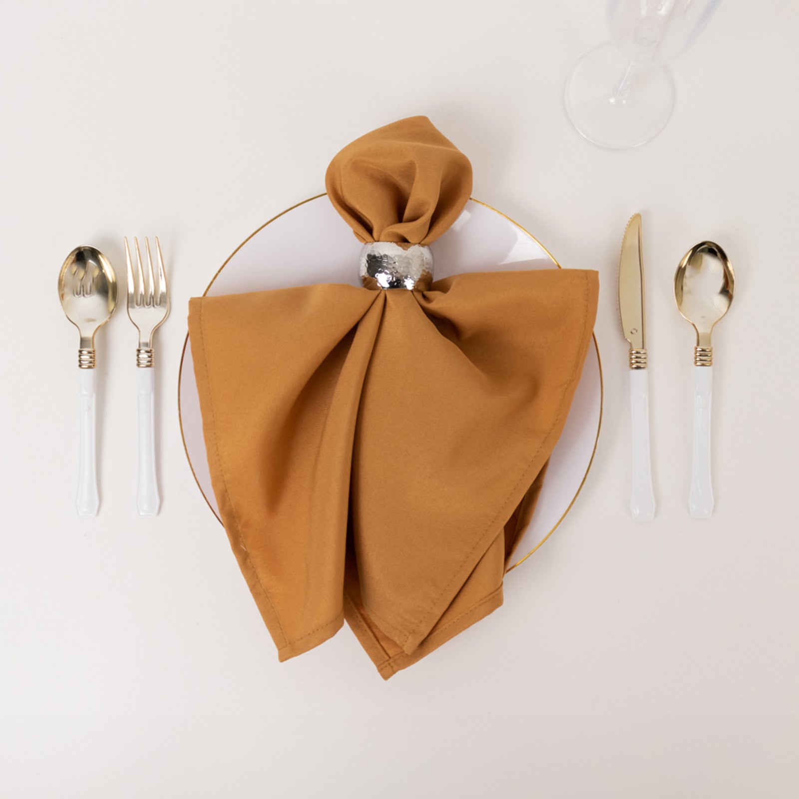 5 Pack Premium Polyester 20"x20" Napkins Gold - Wrinkle-Resistant & Durable Dinner Napkins for Any Occasion