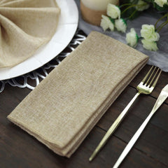 5 Pack Faux Jute 19"x19" Napkins Natural - Authentic Burlap Look Cloth Napkins