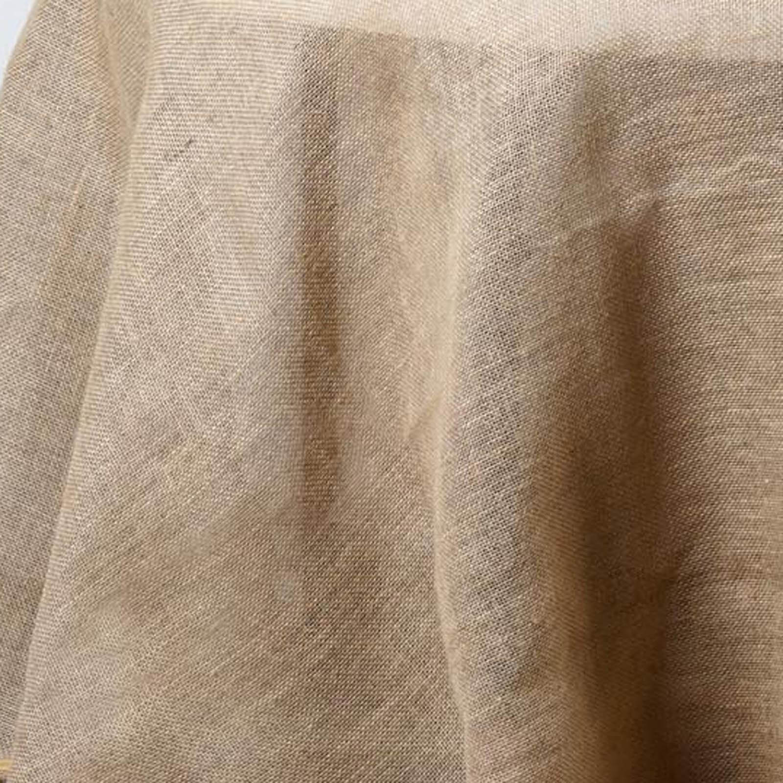 Burlap Jute 132" Round Tablecloth Natural - Rustic Boho Chic Seamless Table Linen