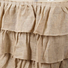 Burlap 21ft Table Skirt Natural 3 Tier Ruffled Design for Rustic Weddings & Country Events