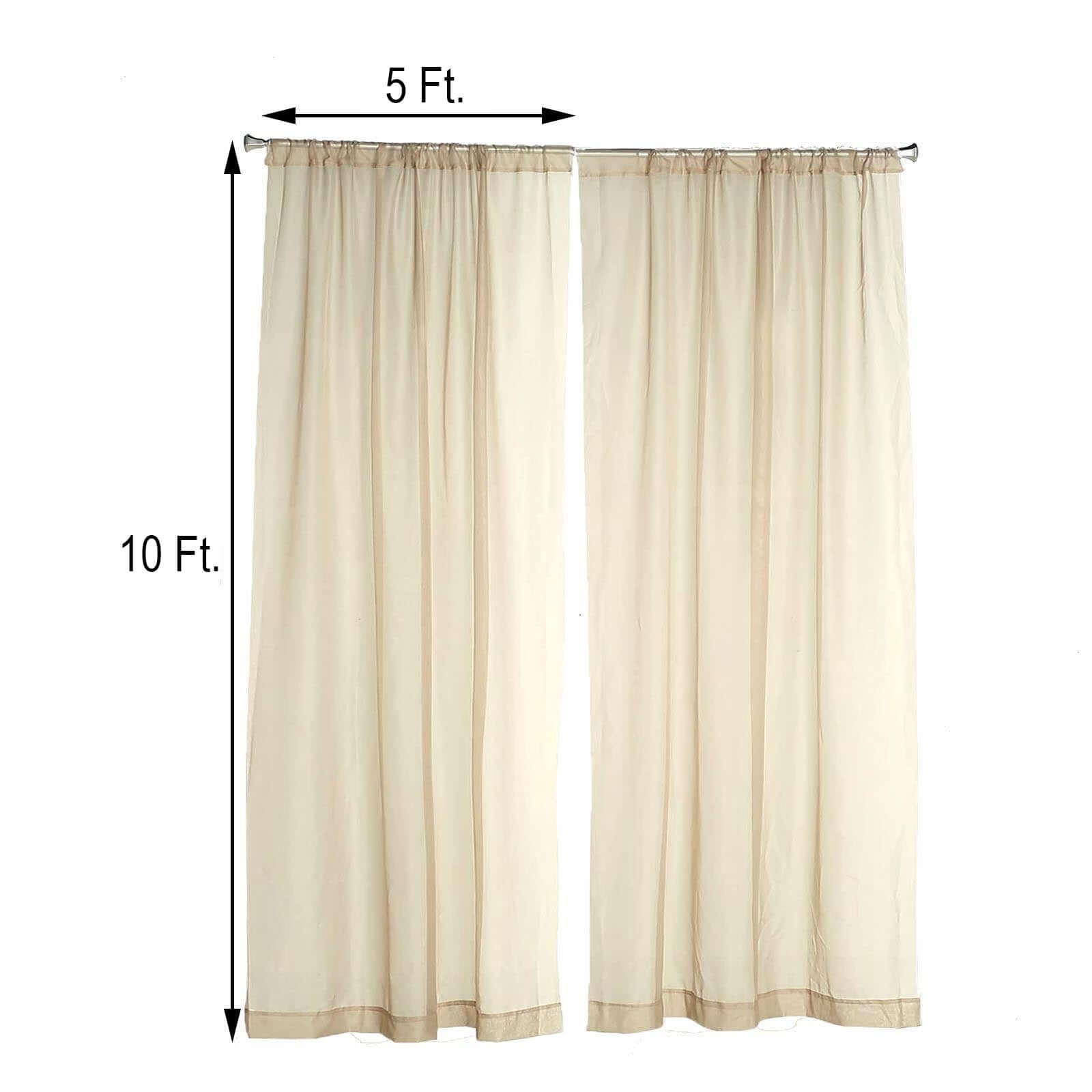 2 Pack Natural Sheer Chiffon Event Curtain Drapes, Durable Flame Resistant Organza Backdrop Event Panels With Rod Pockets - 10ftx10ft