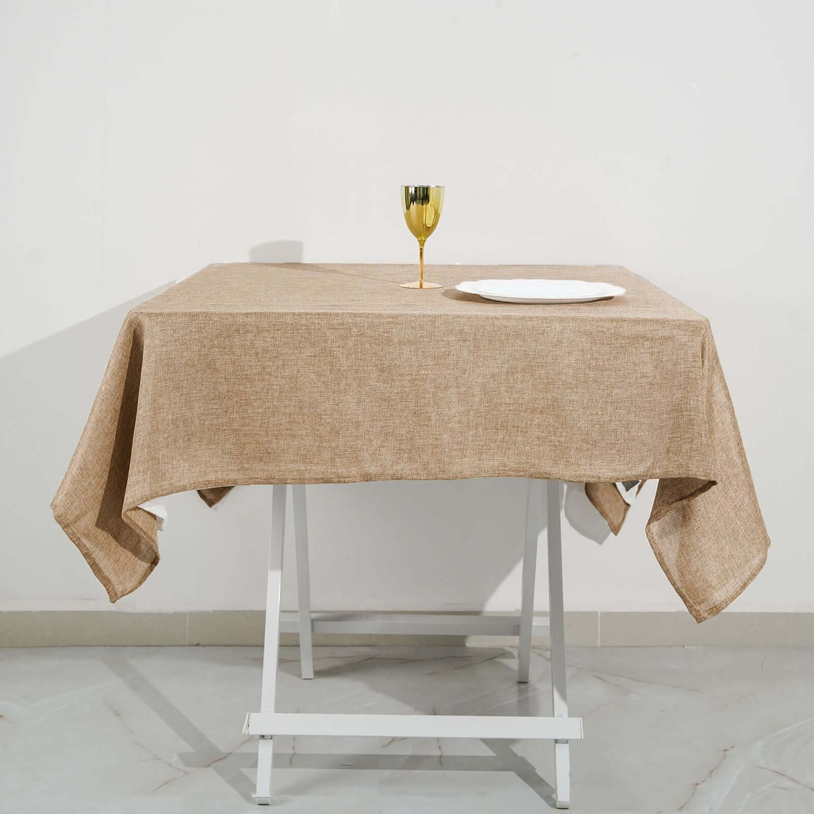 Faux Burlap Jute 54"x54" Square Tablecloth Natural - Rustic Event Table Linen