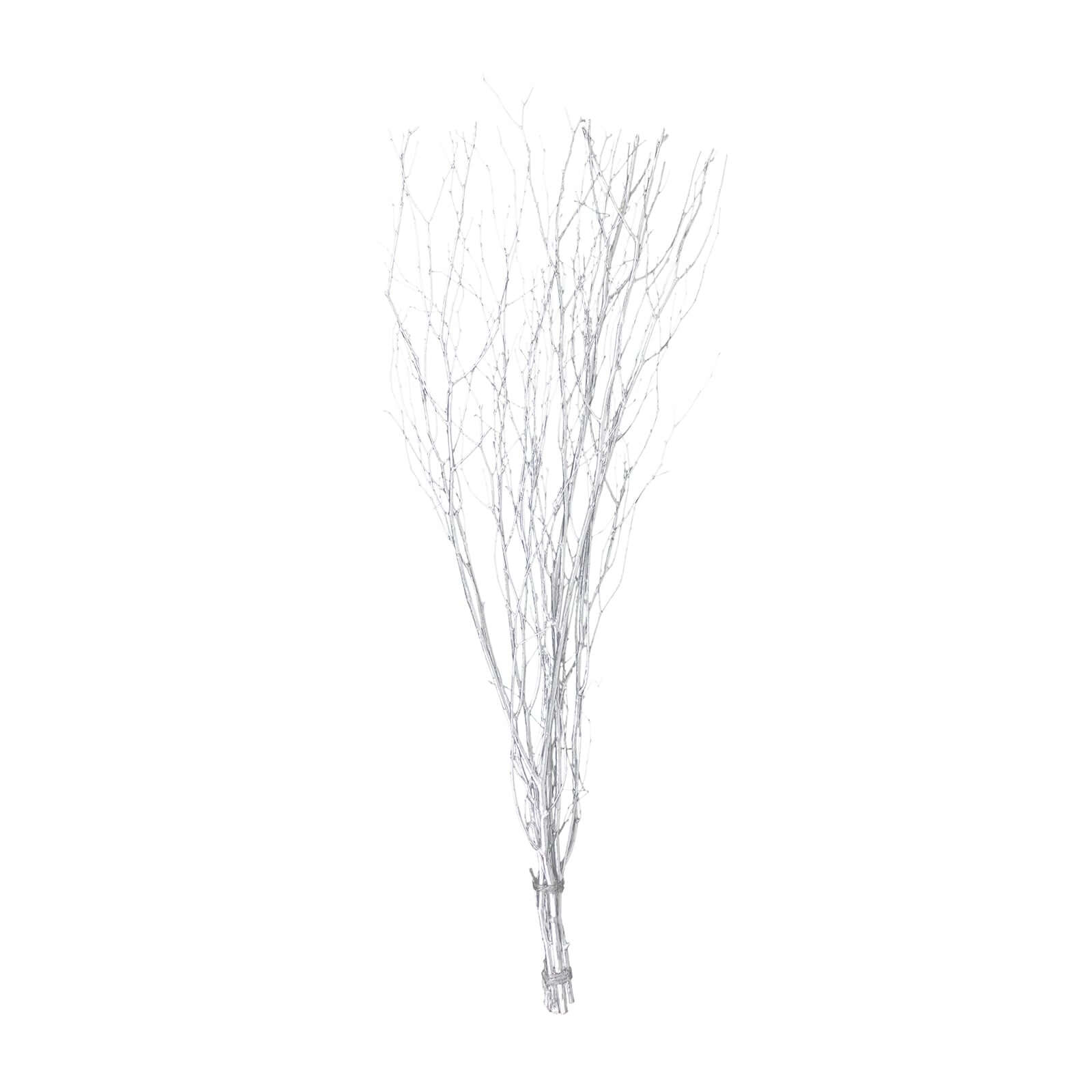 6-Pack Natural Birch Tree Branches 46" Metallic Silver - Versatile Extra Long Decorative Dried Willow Twigs Sticks for Vase Centerpiece Wedding Decor