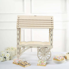 Mini Wooden Dessert Display Candy Cart Sweet Stall Design Natural - Tabletop Cupcake Stand 25"