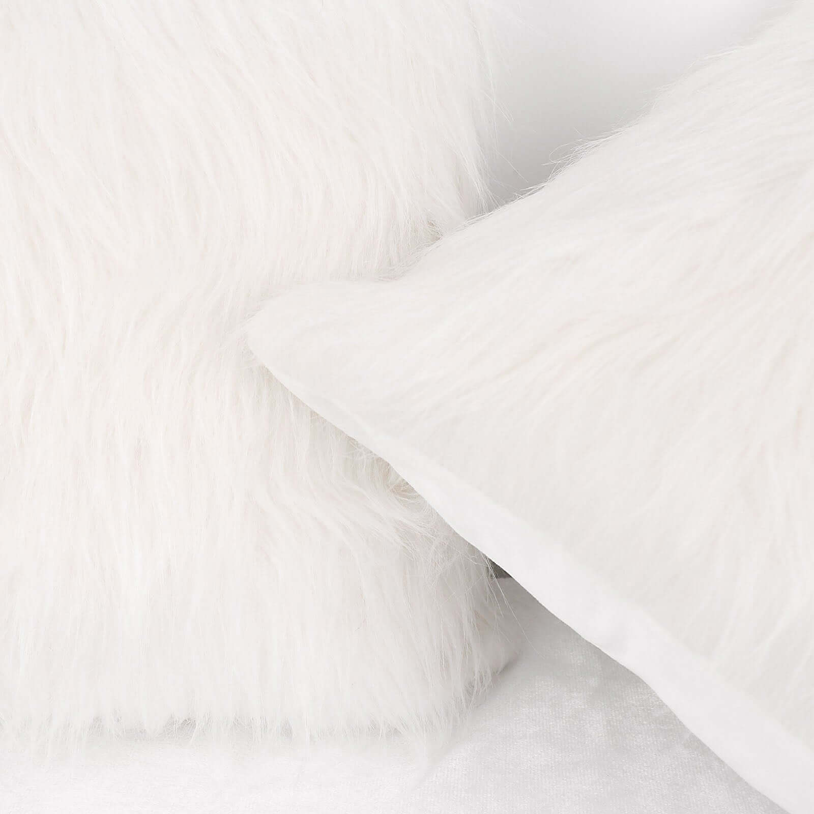 2 Pack 18" White Faux Fur Sheepskin Throw Pillow Cases, Square Pillow Covers