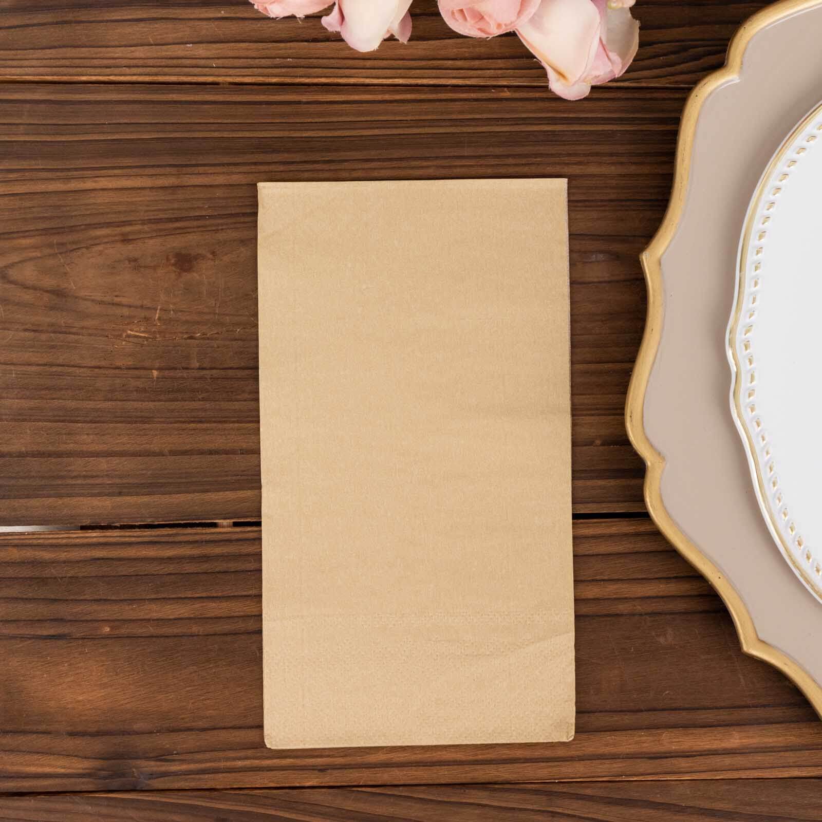 50-Pack Paper Napkins Natural - Soft Disposable 2-Ply Dinner Napkins for Weddings