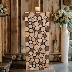 30" Natural Wooden Slices Pillar Prop Pedestal Stand, Rustic Farmhouse Wood Riser Rectangular Plant Stand