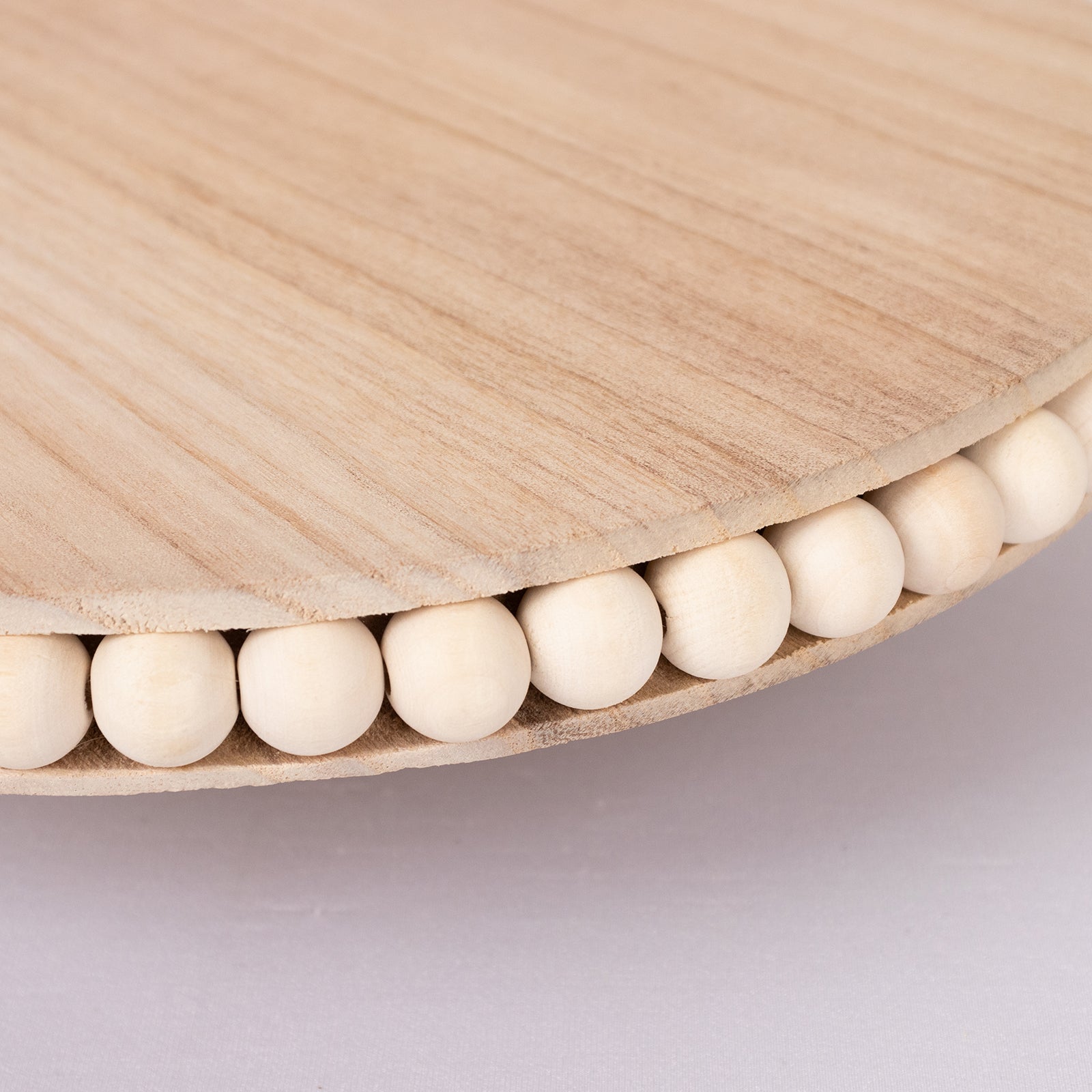 Wooden Pedestal Cake Stand Round Rustic Design with Beaded Edge Natural - Farmhouse Cupcake Holder Serving Tray 12"