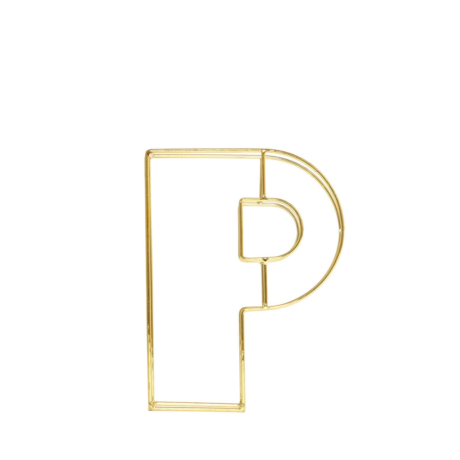 8" Tall Gold Freestanding 3D Decorative Wire Letter, Wedding Centerpiece - P