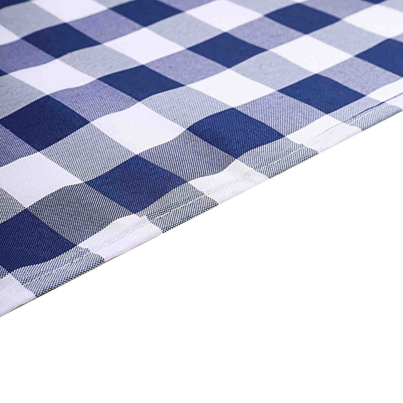 Polyester 54"x54" Square Tablecloth White/Navy Blue - Checkered Buffalo Plaid Design for Casual Table Settings