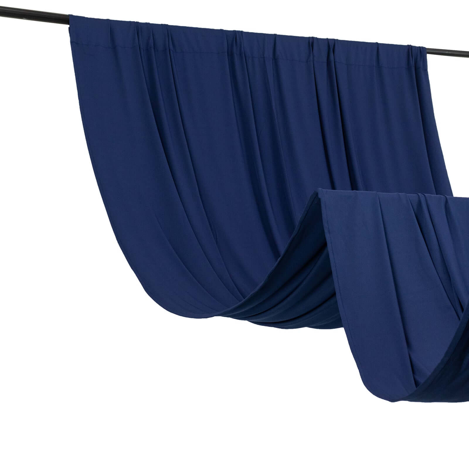 Navy Blue 4-Way Stretch Spandex Event Curtain Drapes, Wrinkle Free Backdrop Event Panel with Rod Pockets - 5ftx10ft